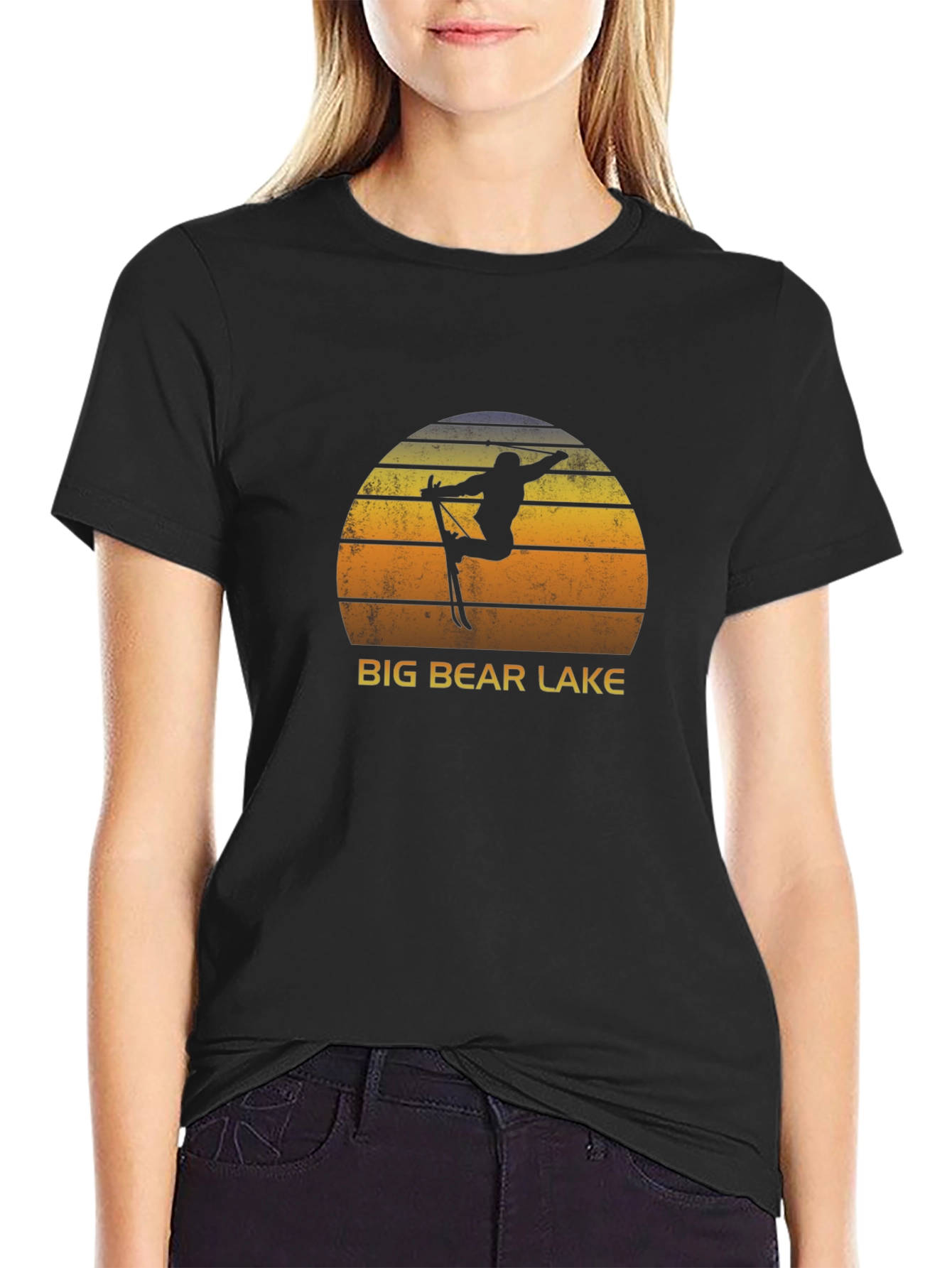 Big Bear Lake Retro Skiing Graphic T-Shirt