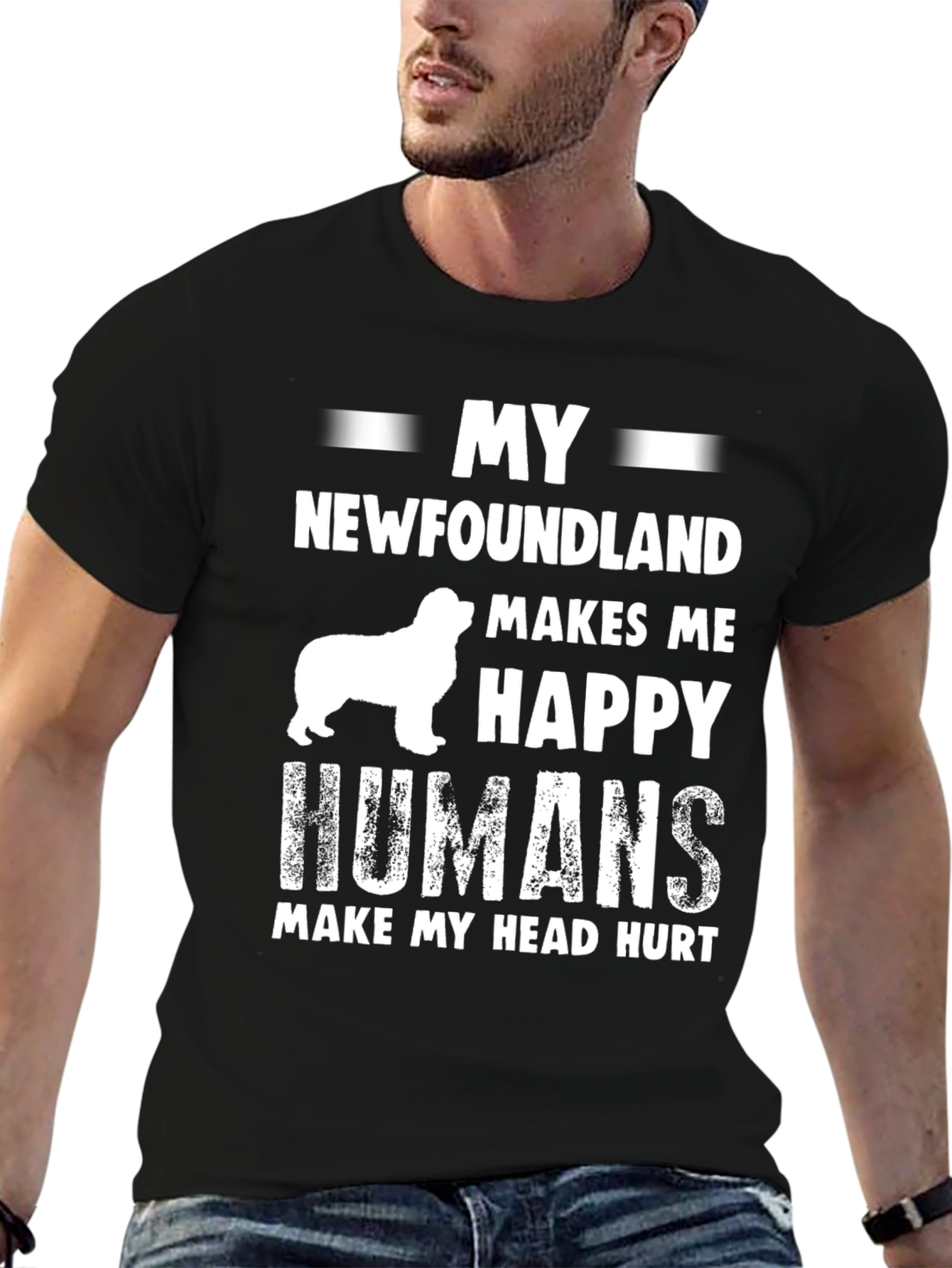 Newfoundland Dog T-Shirt - Makes Me Happy