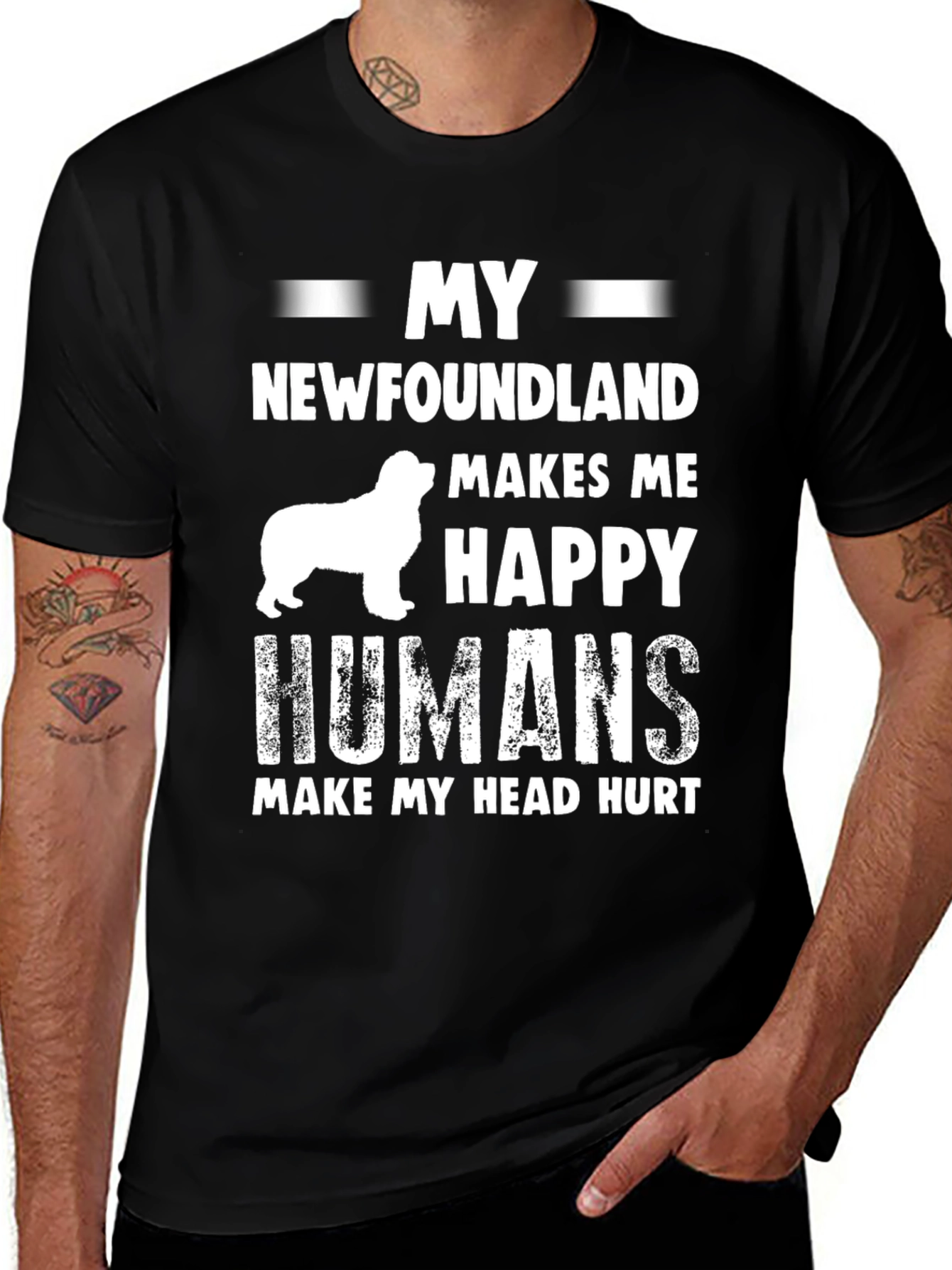 Newfoundland Dog T-Shirt - Makes Me Happy