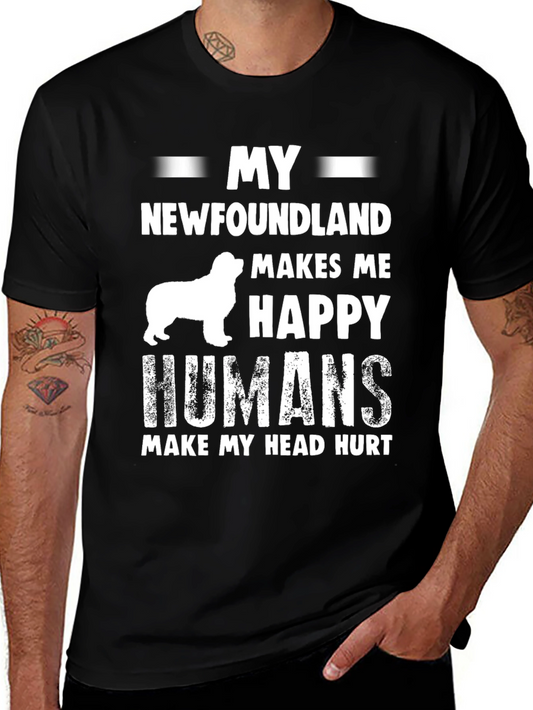 Newfoundland Dog T-Shirt - Makes Me Happy