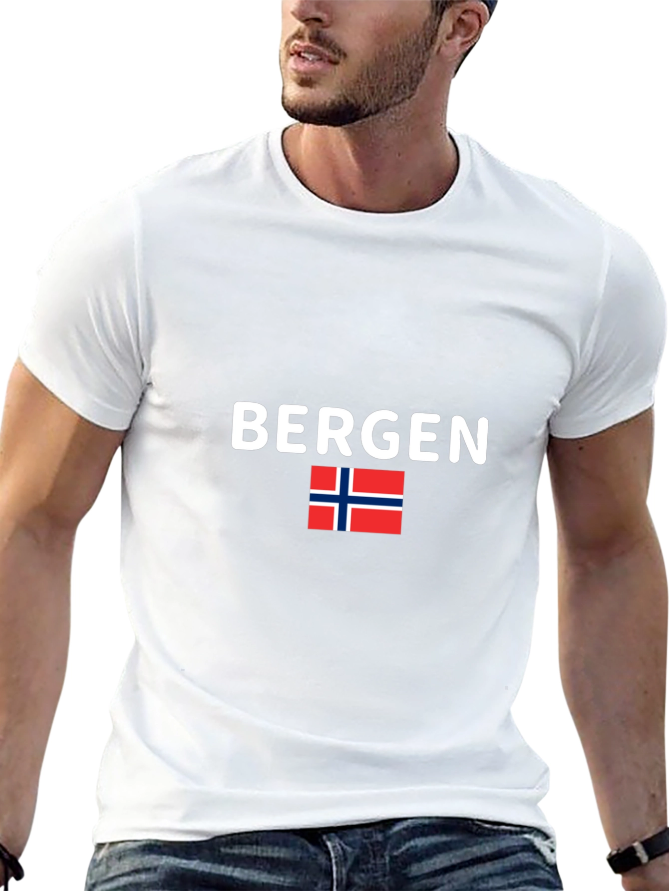 Bergen Norway T-Shirt Black Tee Flag