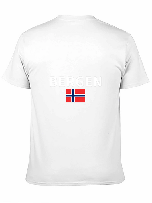 Bergen Norway T-Shirt Black Tee Flag