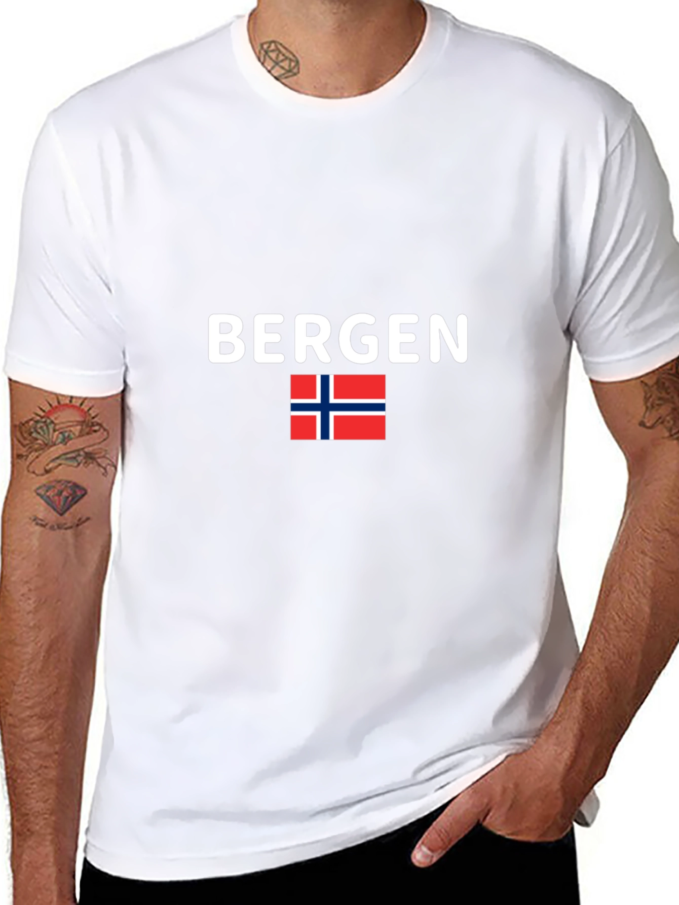 Bergen Norway T-Shirt Black Tee Flag