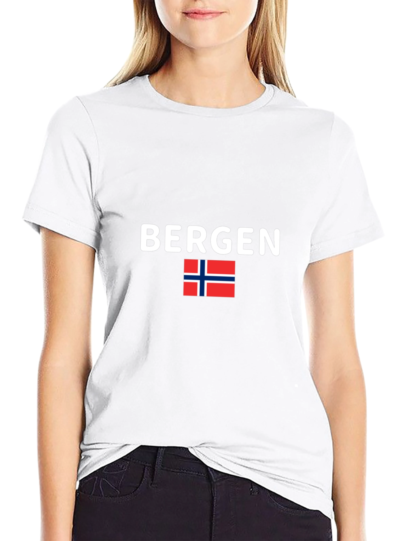 Bergen Norway T-Shirt Black Tee Flag