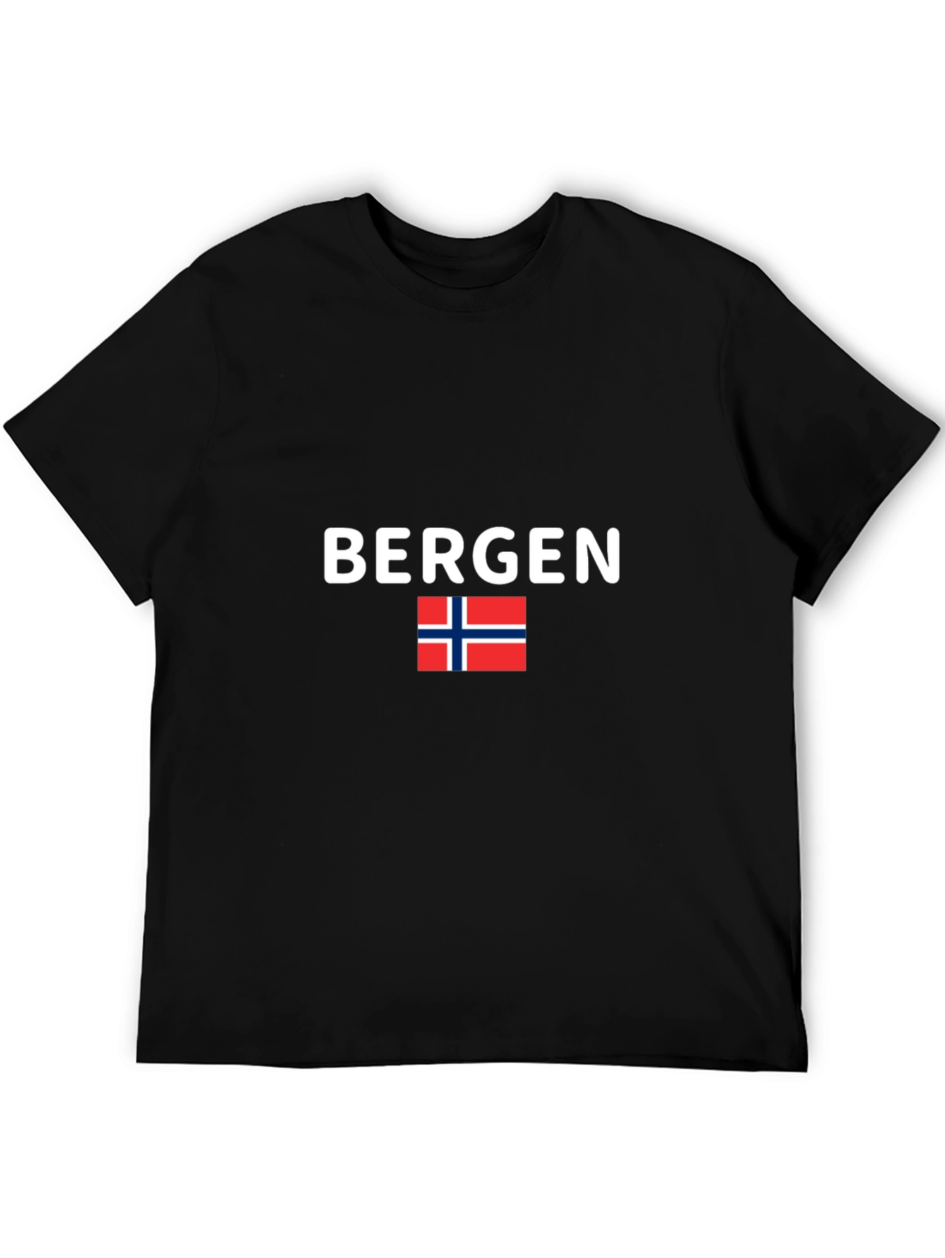 Bergen Norway T-Shirt Black Tee Flag