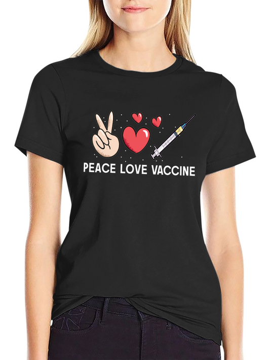 Peace Love Vaccine T-Shirt - Trendy Graphic Tee