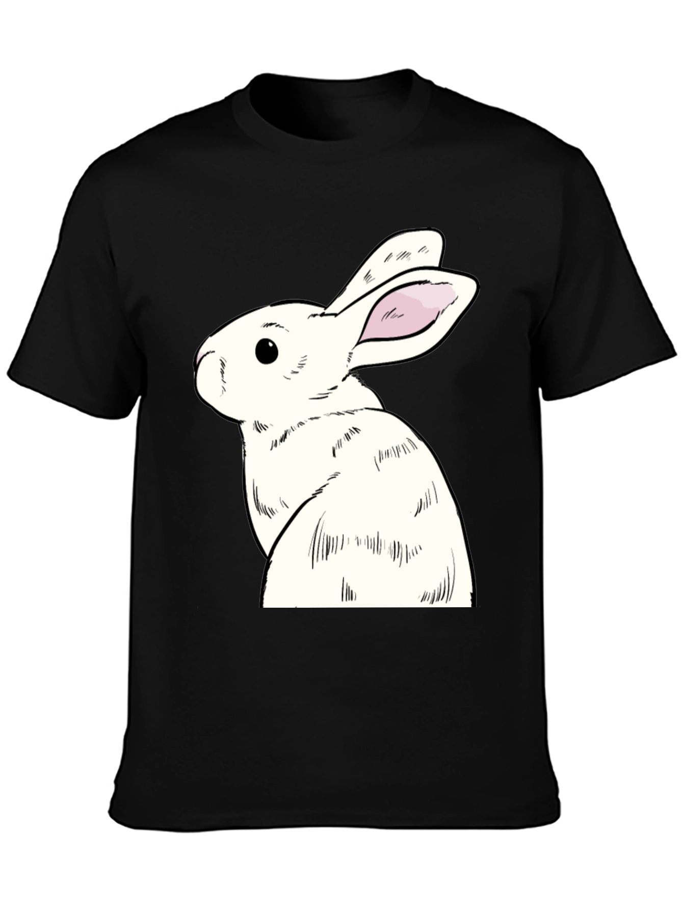 Rabbit Graphic Tee - Black Cotton Blend