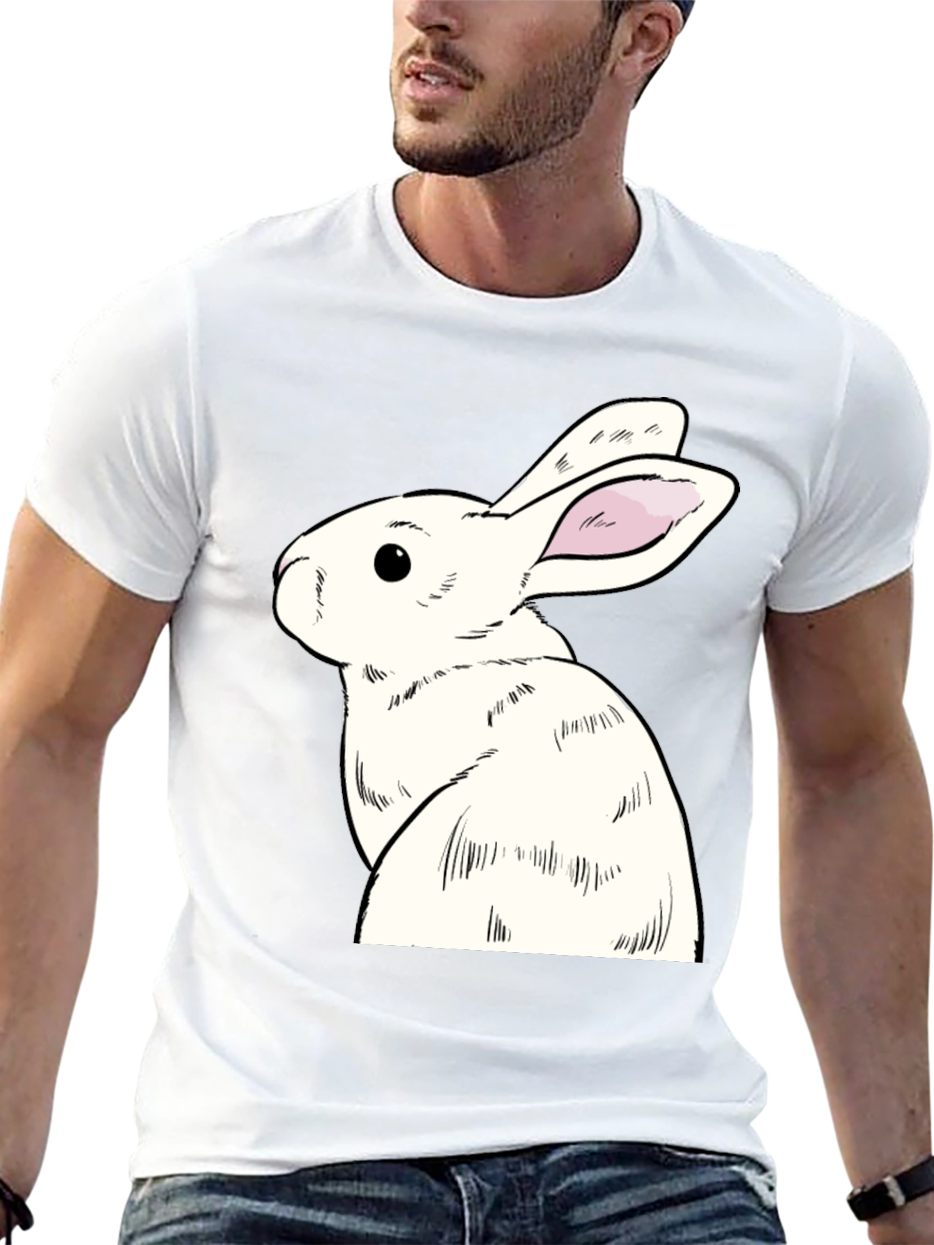 Rabbit Graphic Tee - Black Cotton Blend