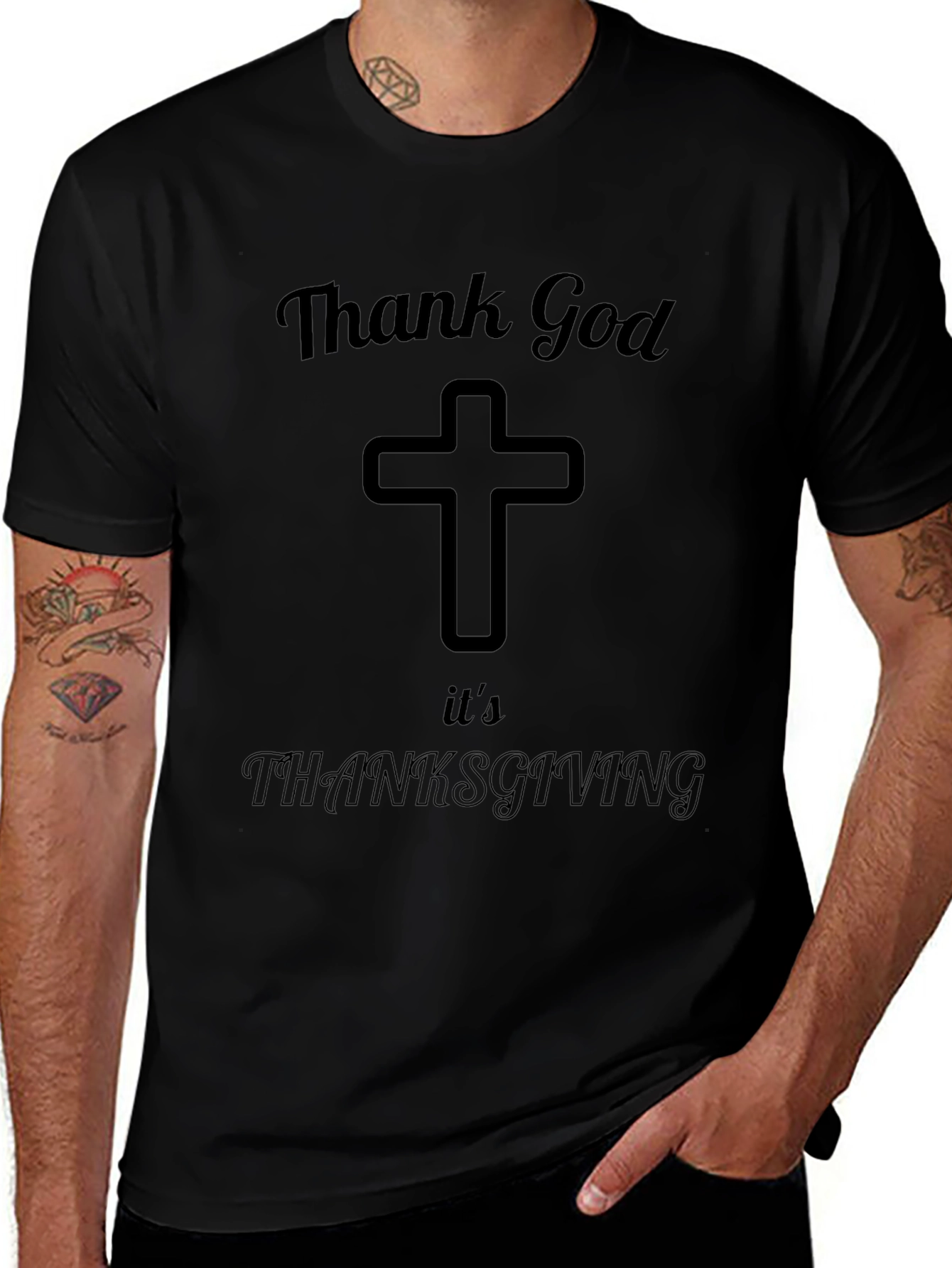 Thank God Its Thanksgiving Black T-Shirt