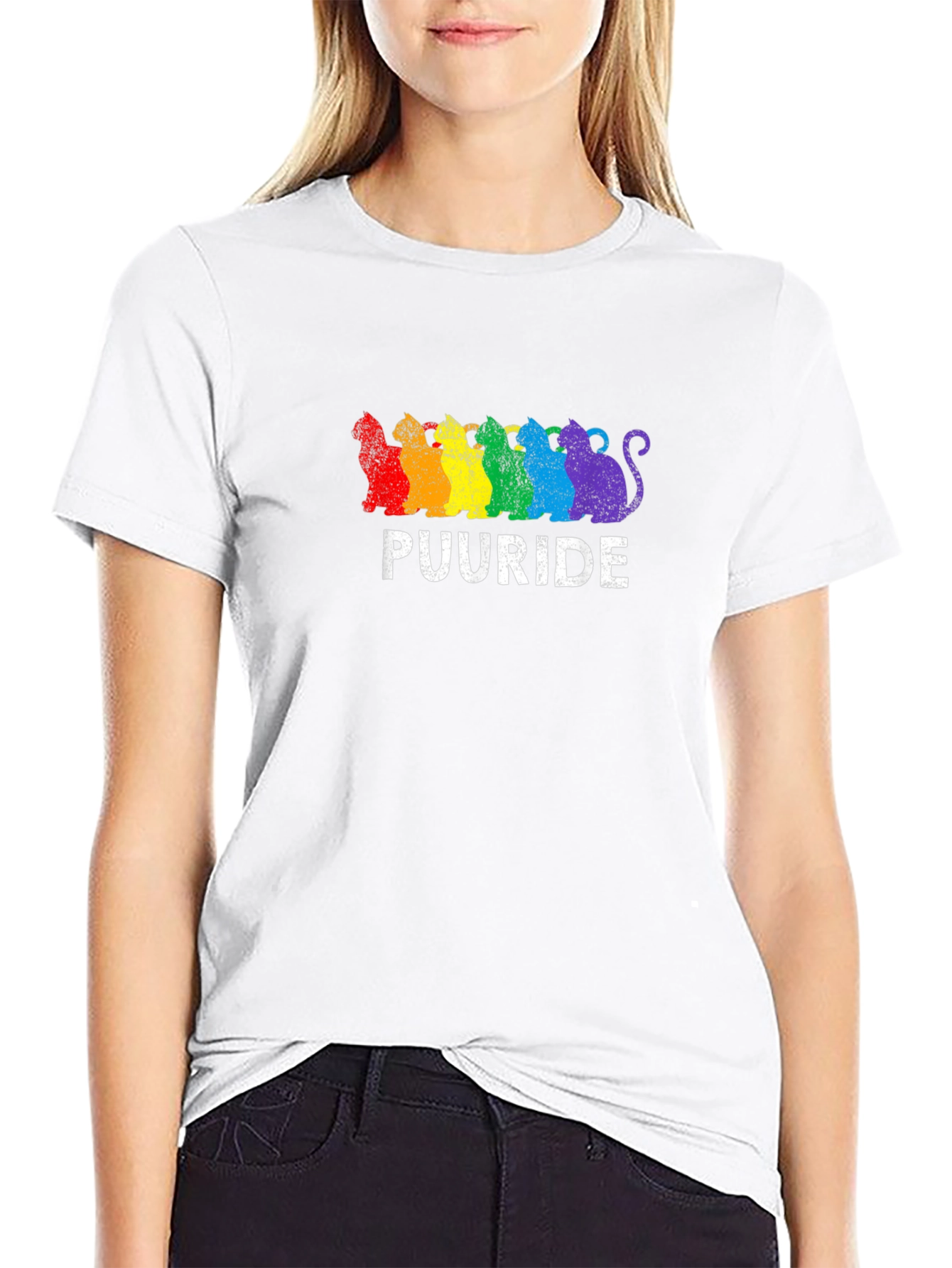 PUURIDE Rainbow Cats LGBTQ Pride T-Shirt