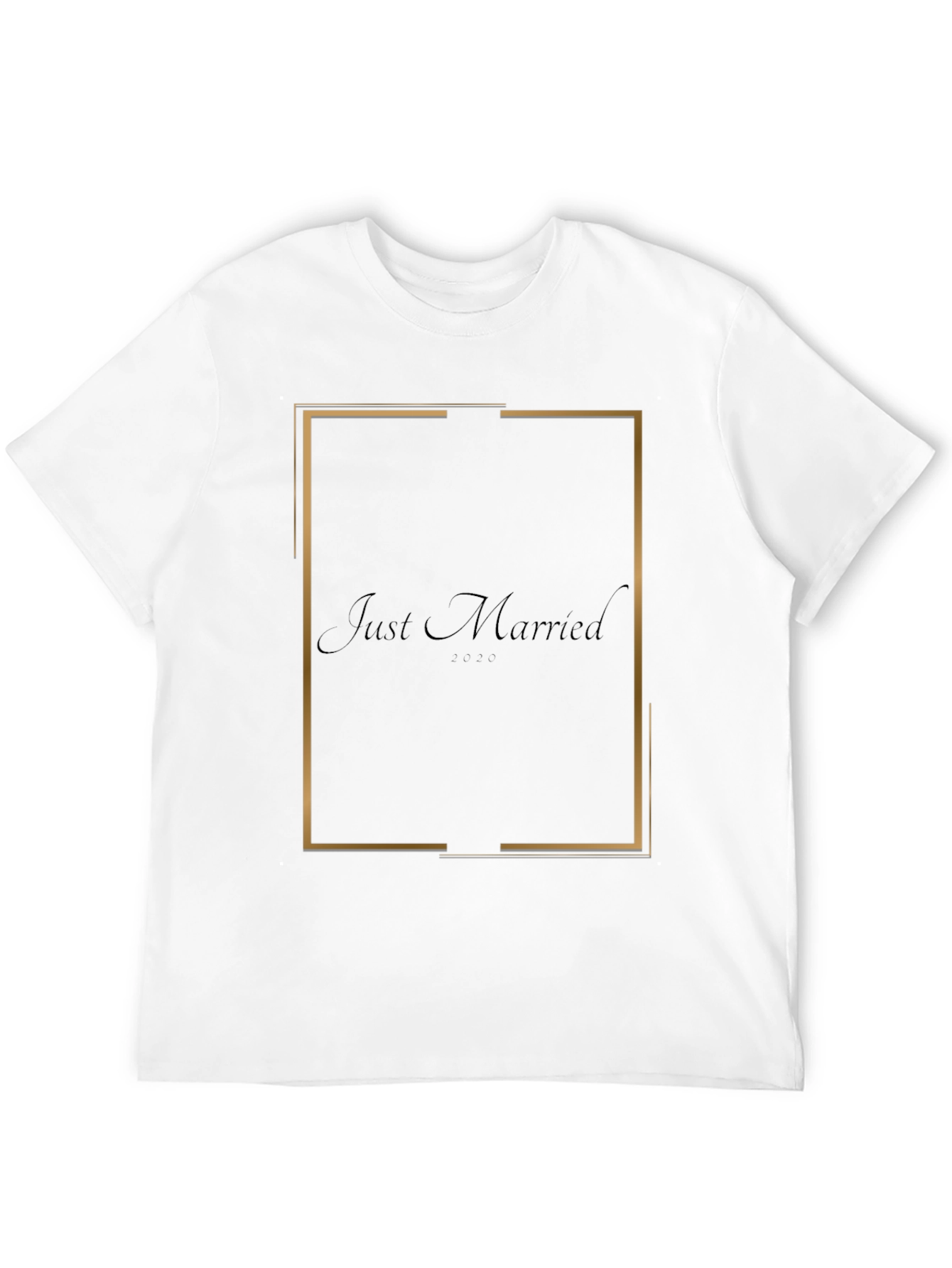 Just Married T-Shirt - Modern Gold Frame Design