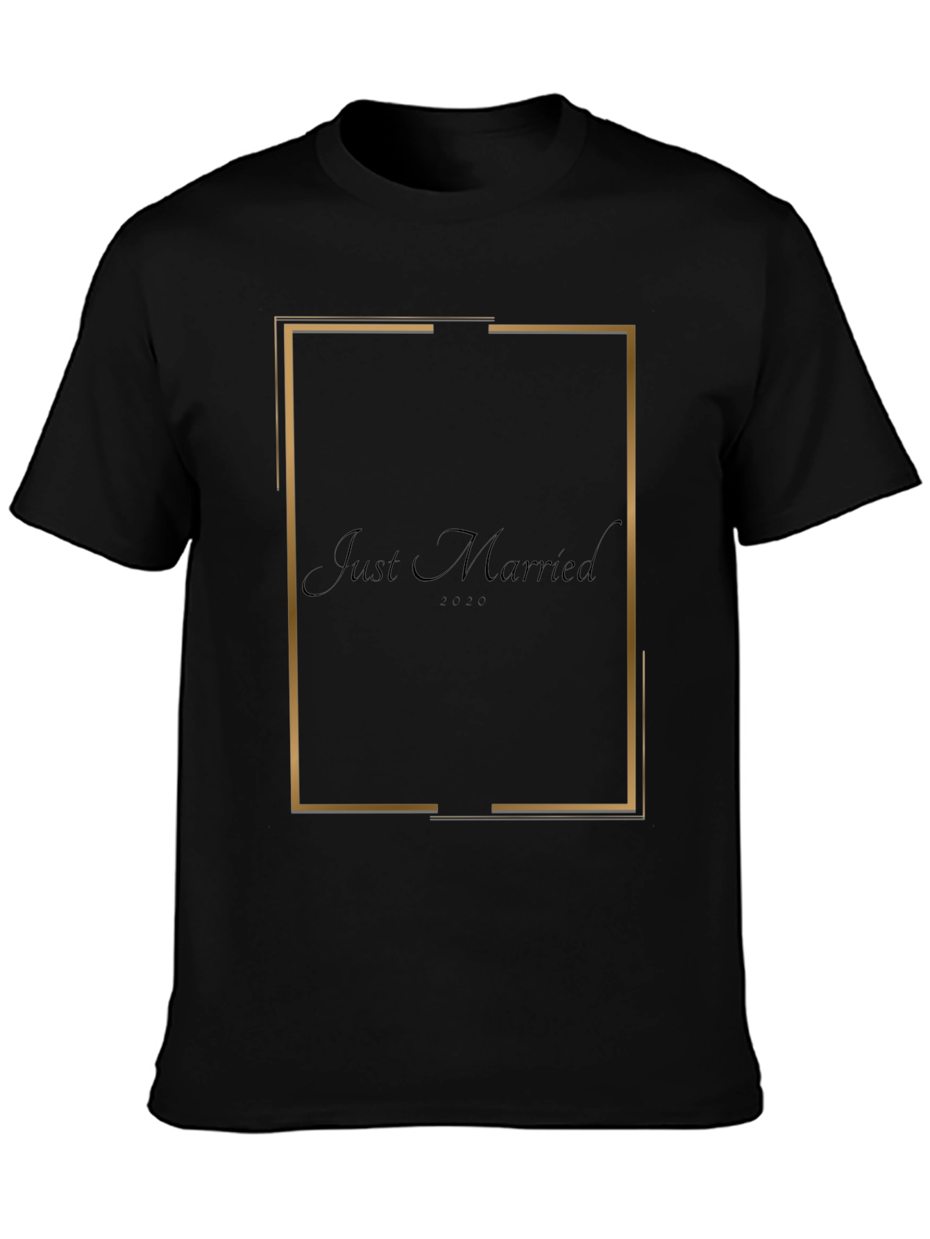 Just Married T-Shirt - Modern Gold Frame Design