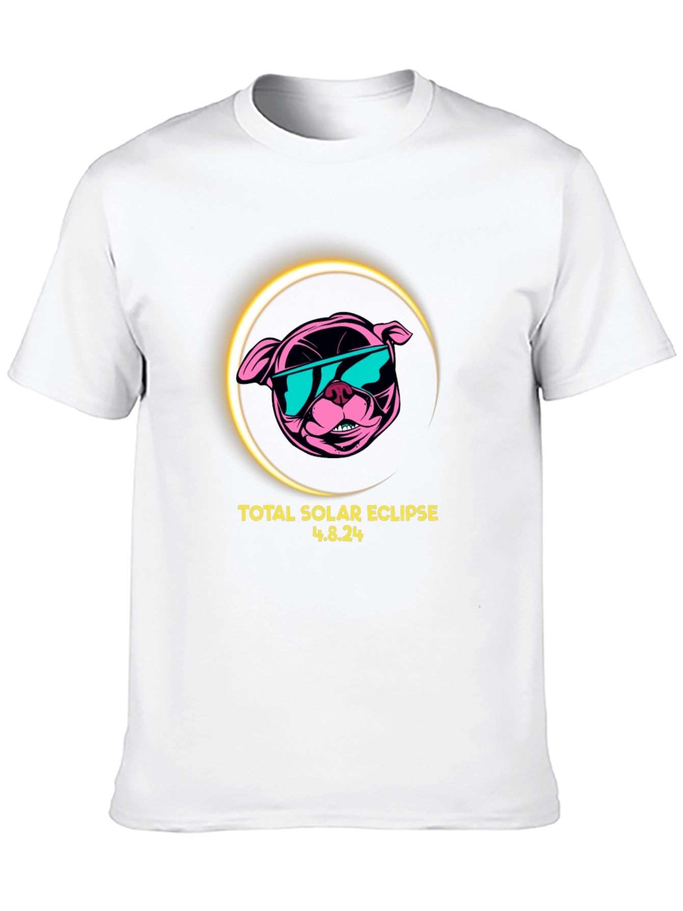Total Solar Eclipse 4.8.24 Black T-Shirt - Dog Design
