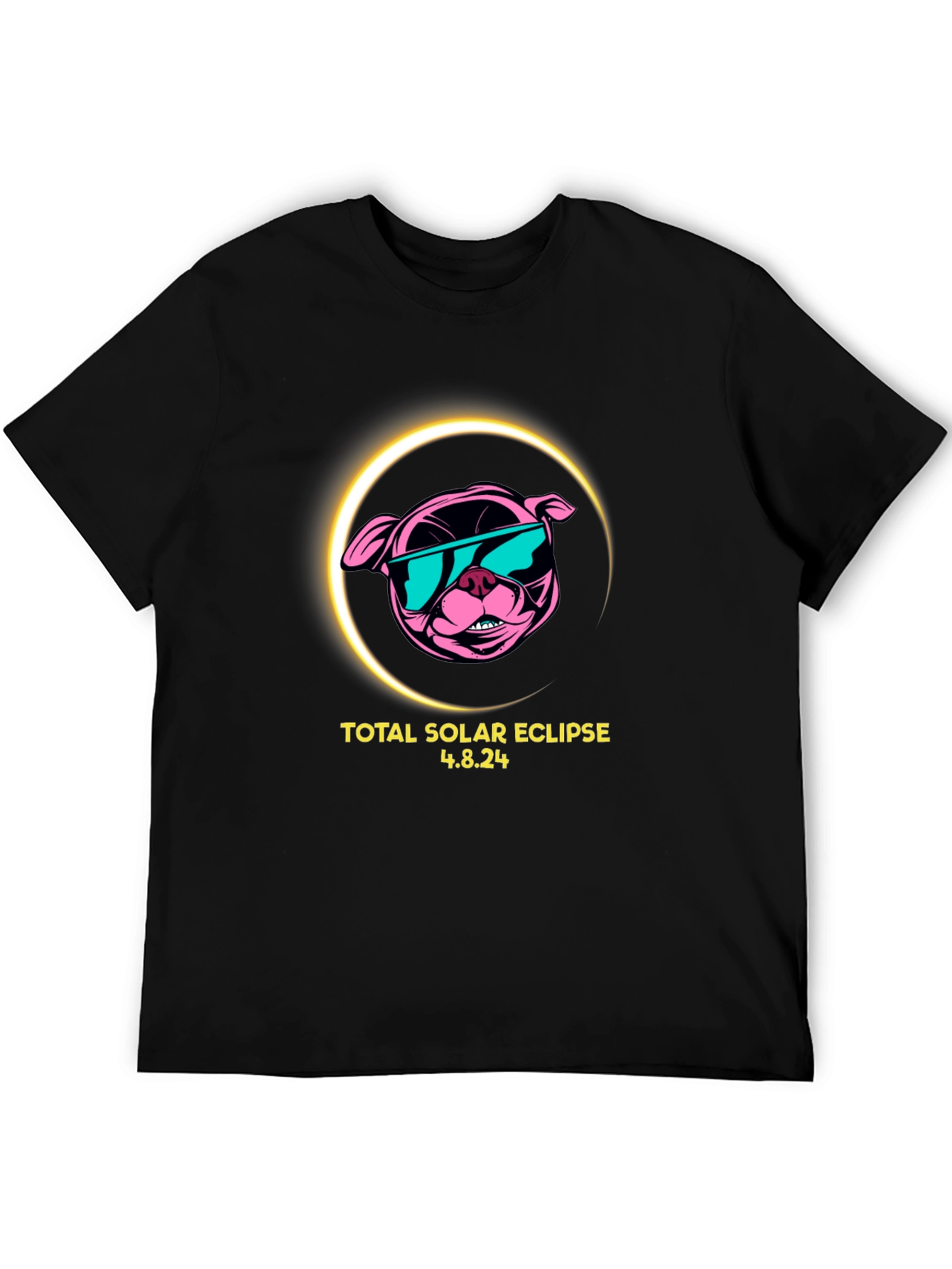 Total Solar Eclipse 4.8.24 Black T-Shirt - Dog Design