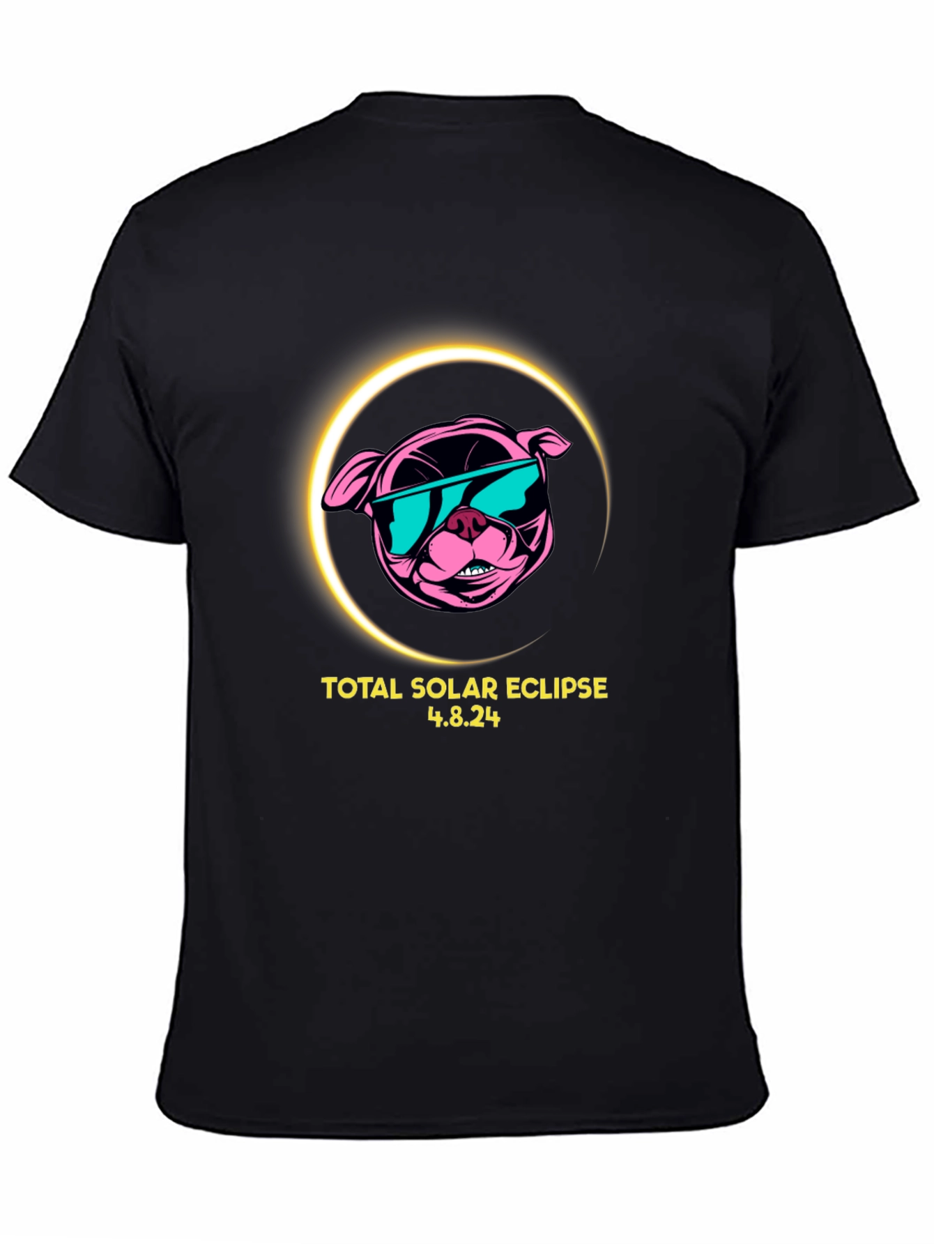 Total Solar Eclipse 4.8.24 Black T-Shirt - Dog Design