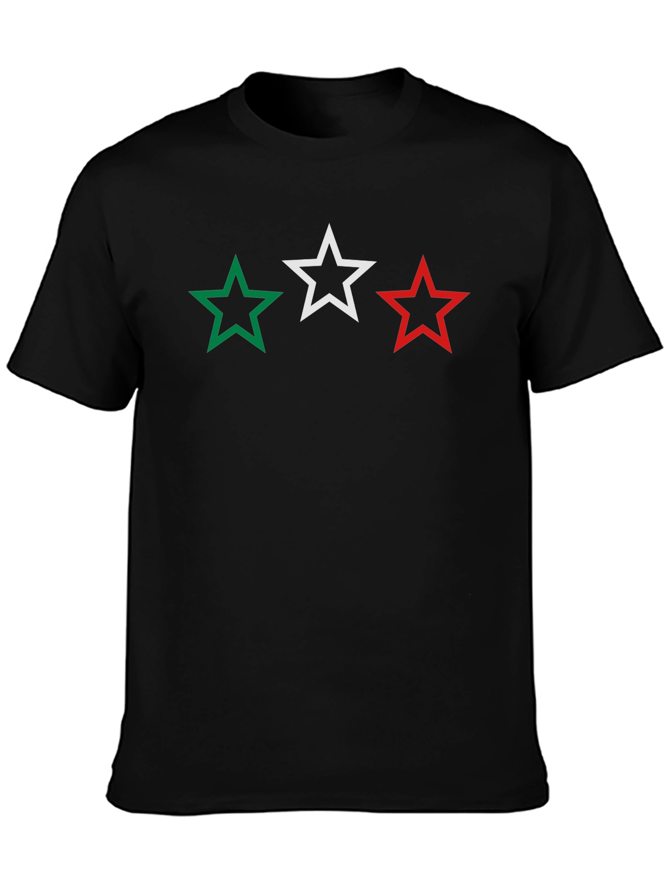 Stars Black T-Shirt - Green White Red