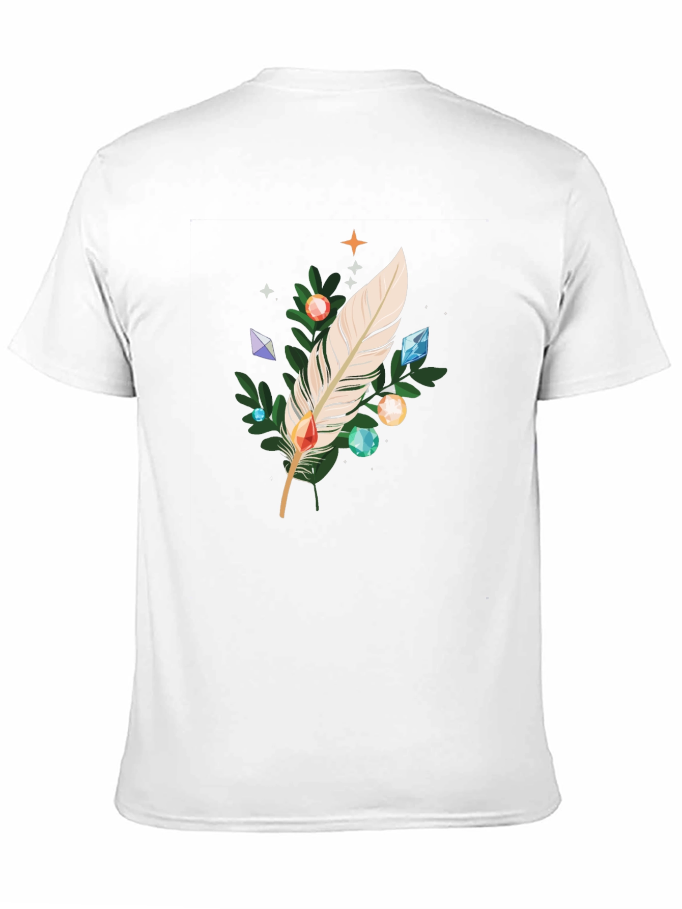 Feather & Gemstone Graphic Black T-Shirt