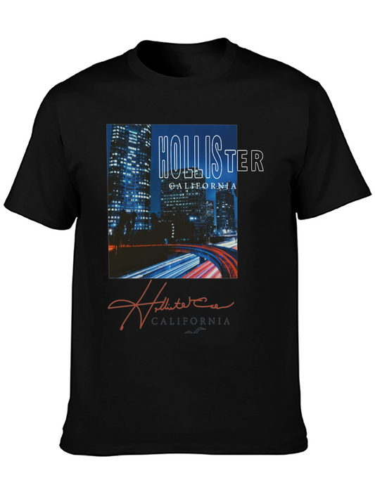 Hollister California Night Cityscape Graphic Tee