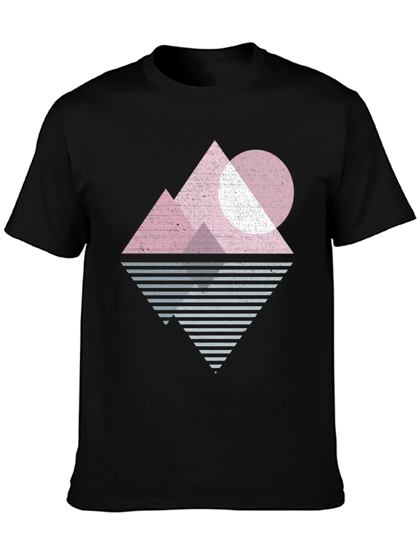 Geometric Mountain Graphic Tee - Retro Style Black T-Shirt