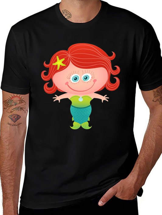 Cute Mermaid Cartoon Graphic T-Shirt