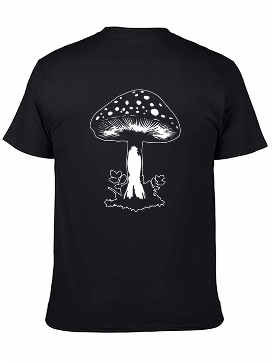 Mushroom Graphic Tee - Funky Black Cotton T-Shirt