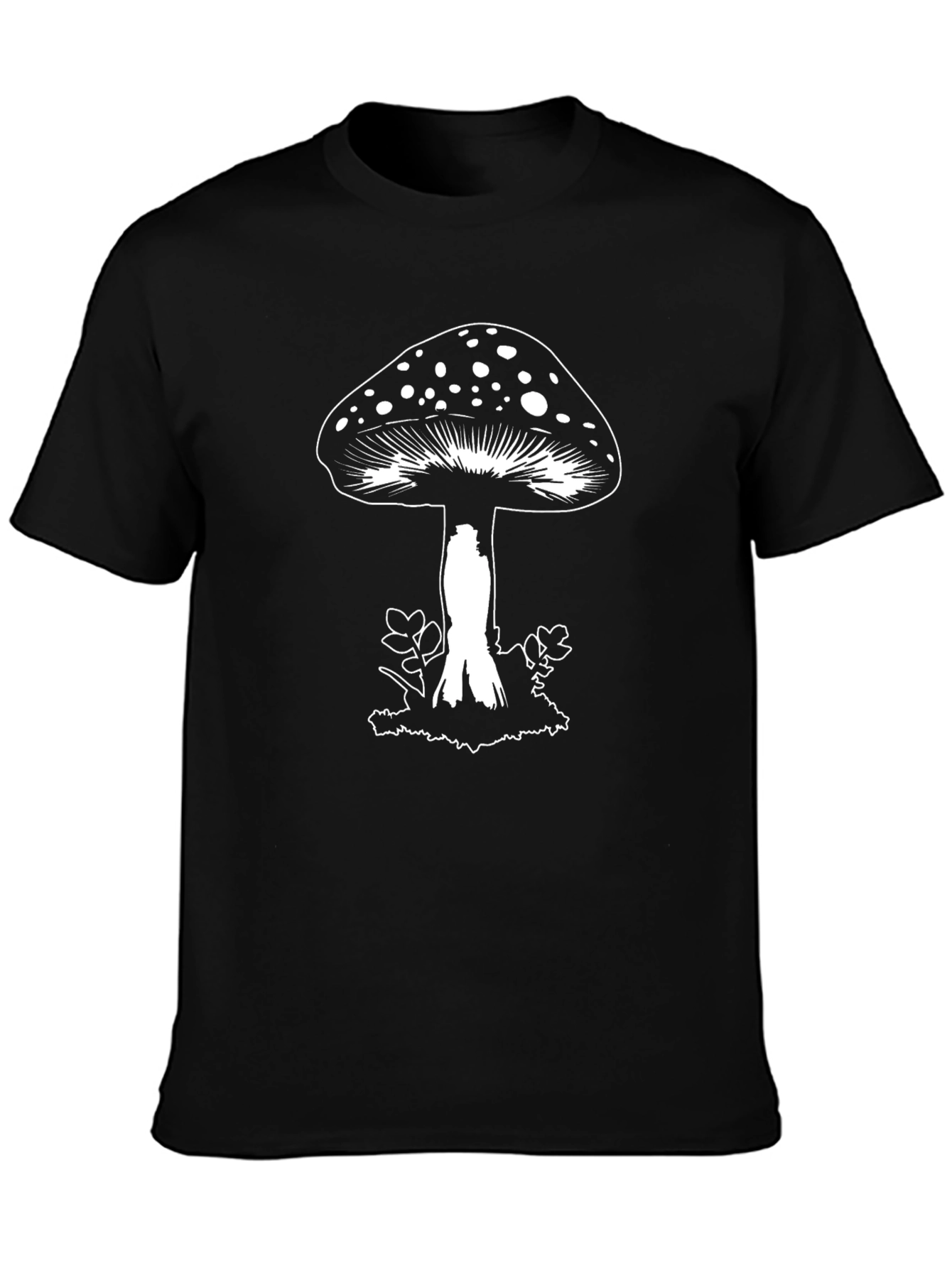 Mushroom Graphic Tee - Funky Black Cotton T-Shirt