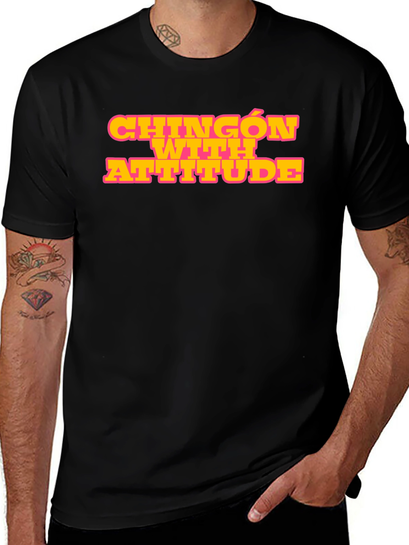 Chingon with Attitude Black Graphic T-Shirt