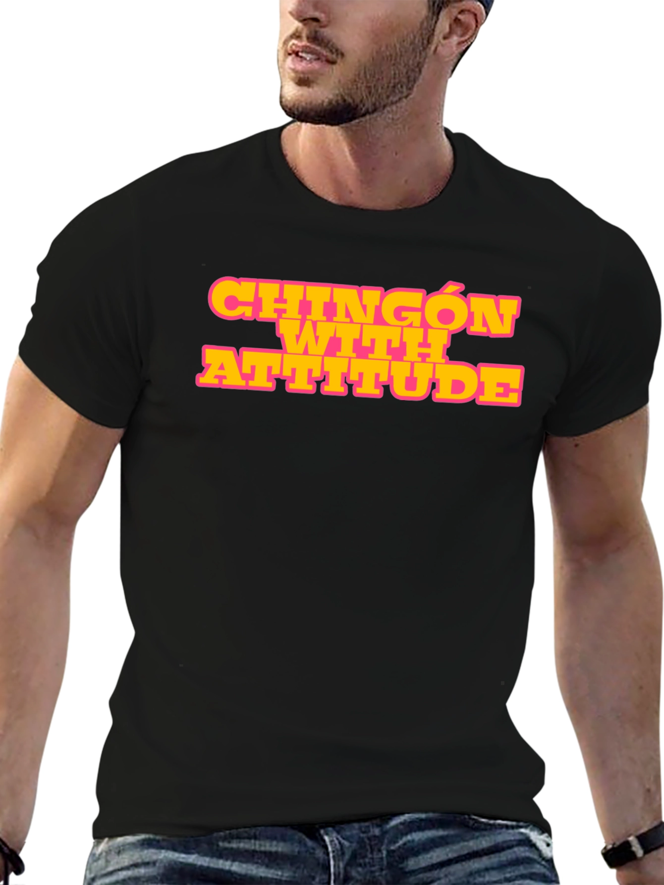 Chingon with Attitude Black Graphic T-Shirt