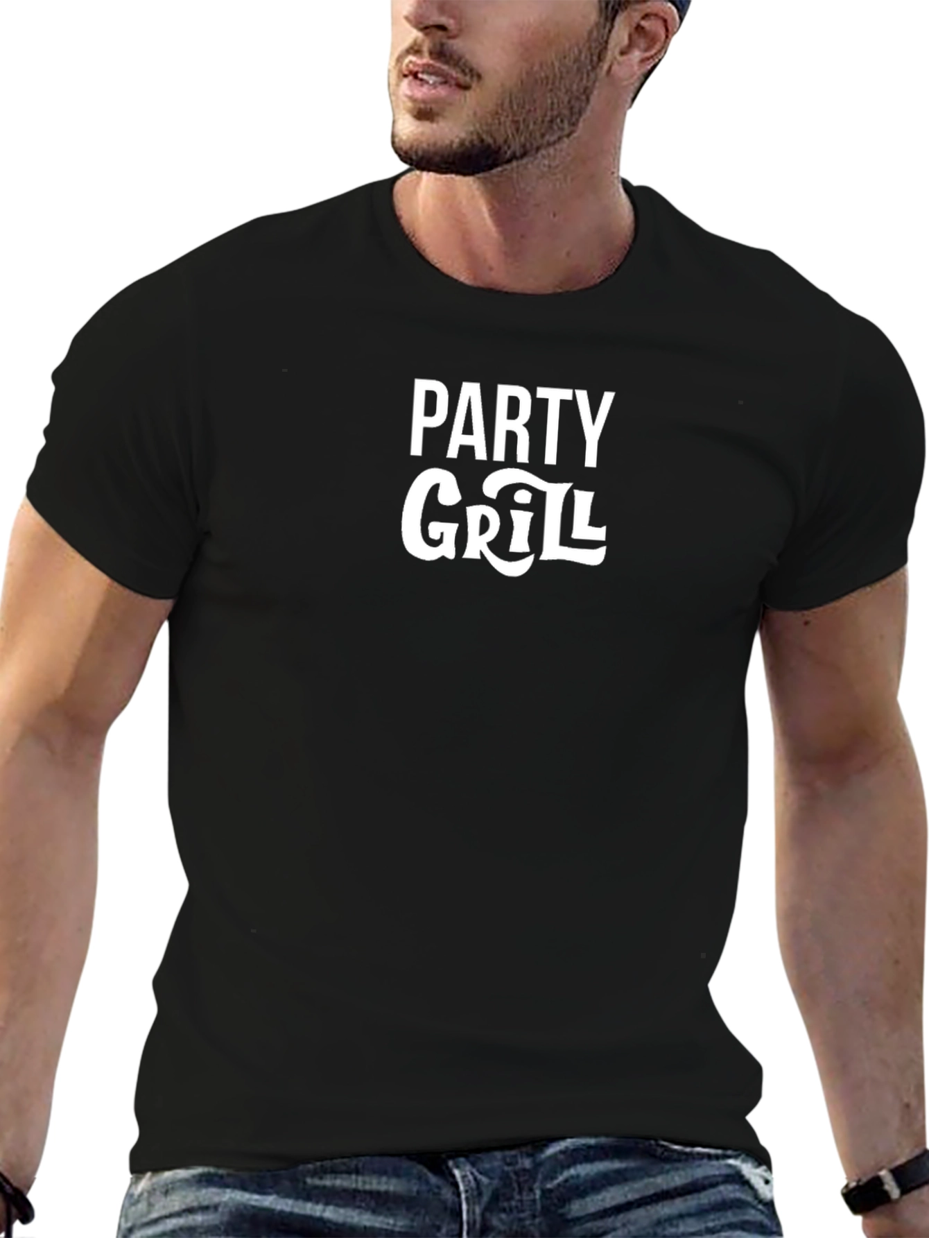 Party Grill Black Cotton Graphic Tee