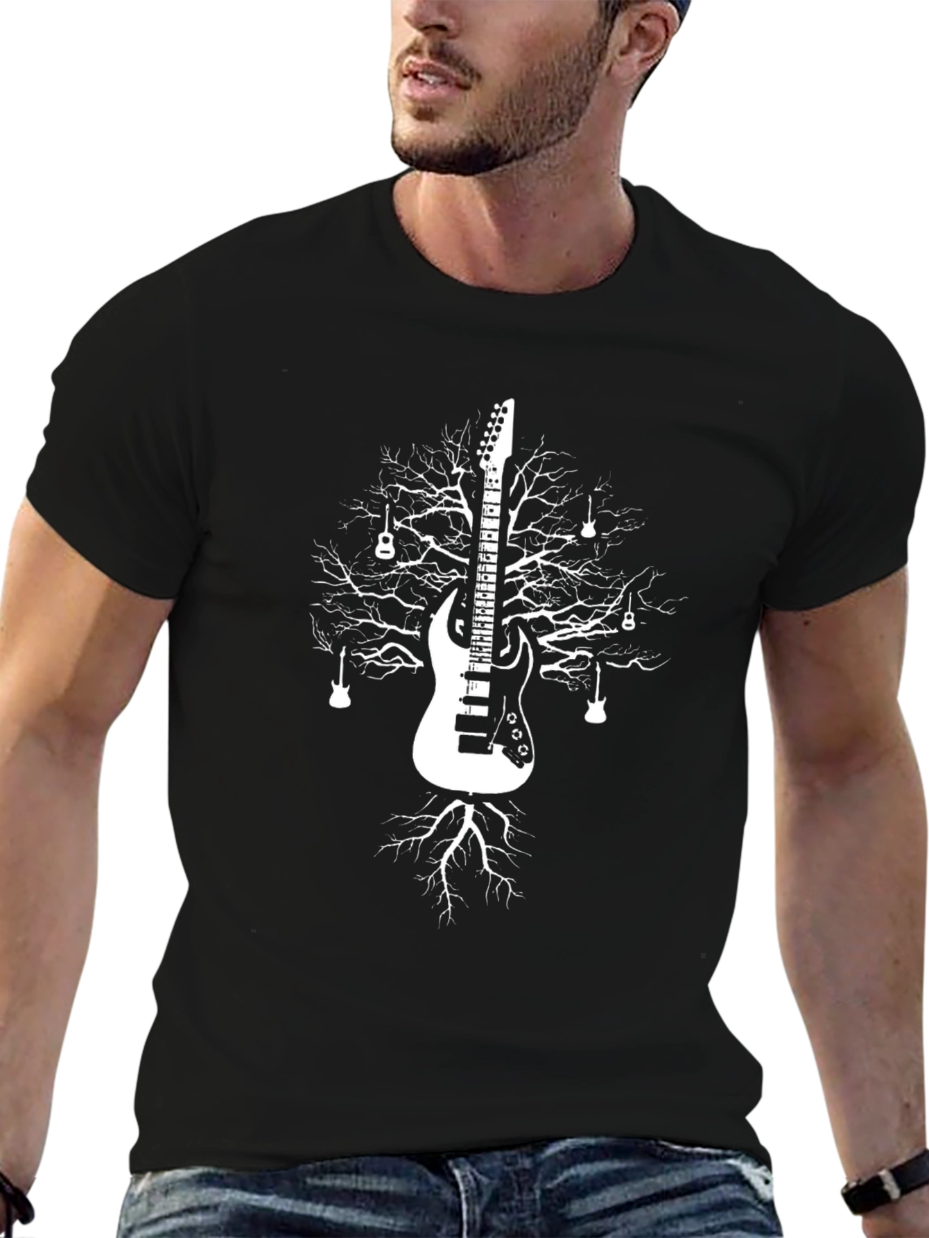 Guitar Tree Graphic T-Shirt - Black