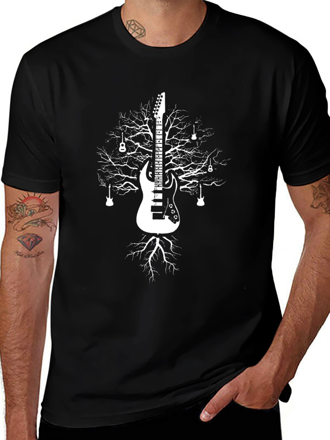 Guitar Tree Graphic T-Shirt - Black