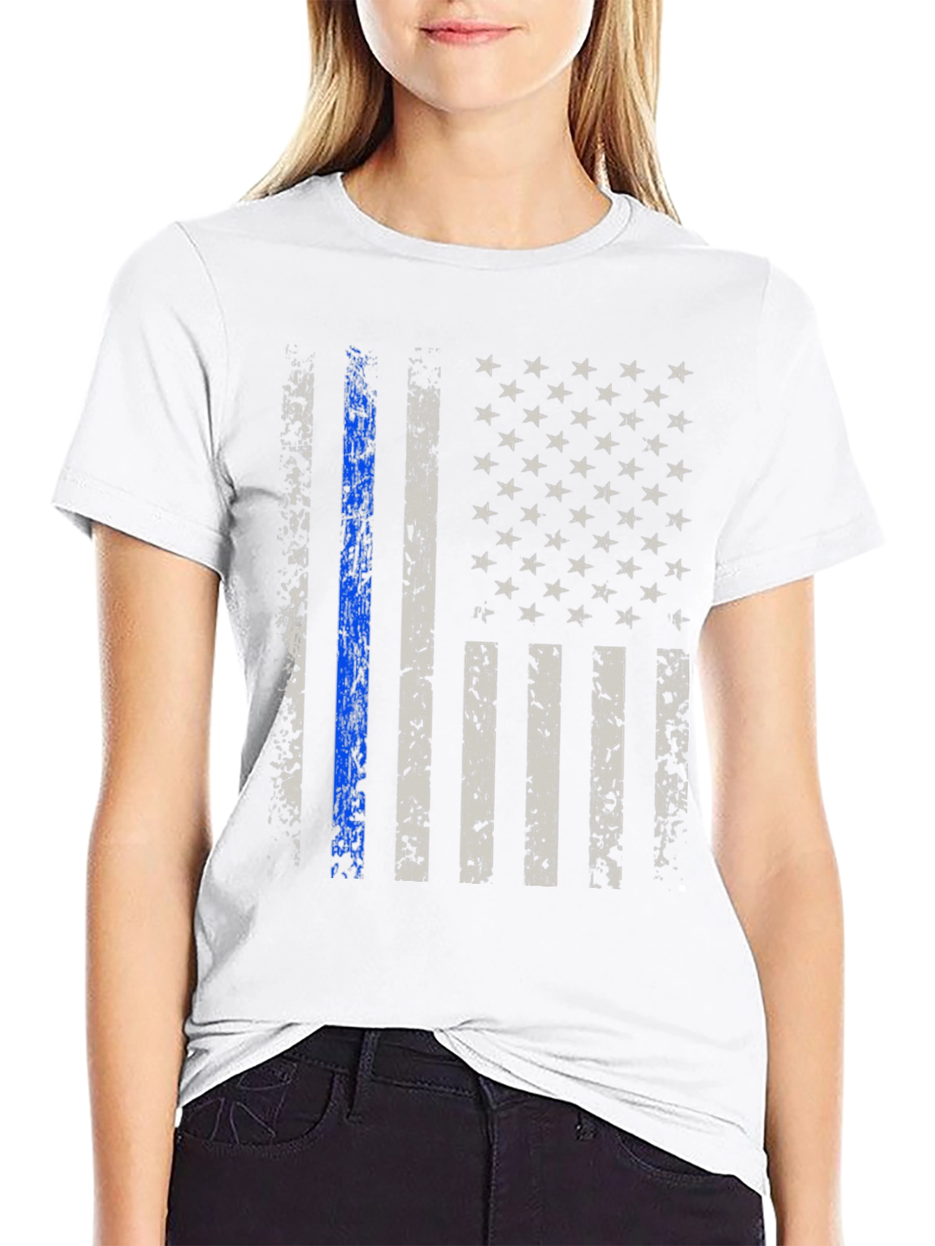 Thin Blue Line American Flag T-Shirt