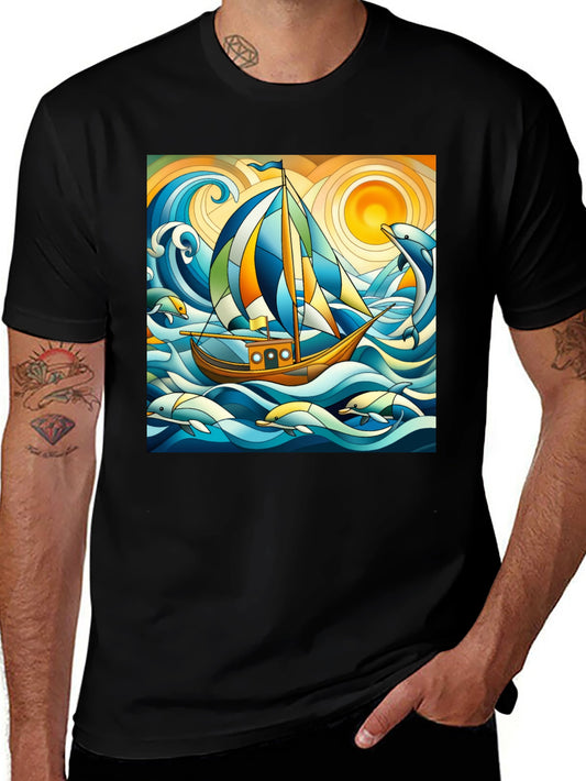 Sailboat & Dolphins Graphic Tee