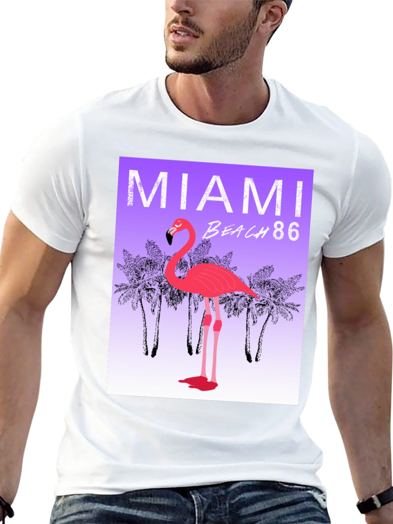 Miami Beach 86 Flamingo Graphic Tee