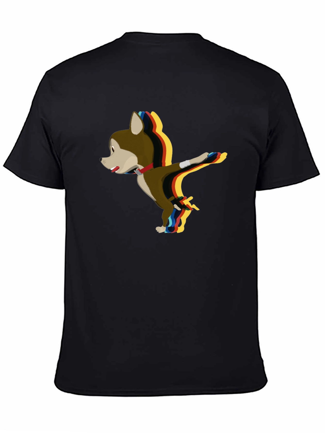 Cartoon Dog Dabbing Black T-Shirt