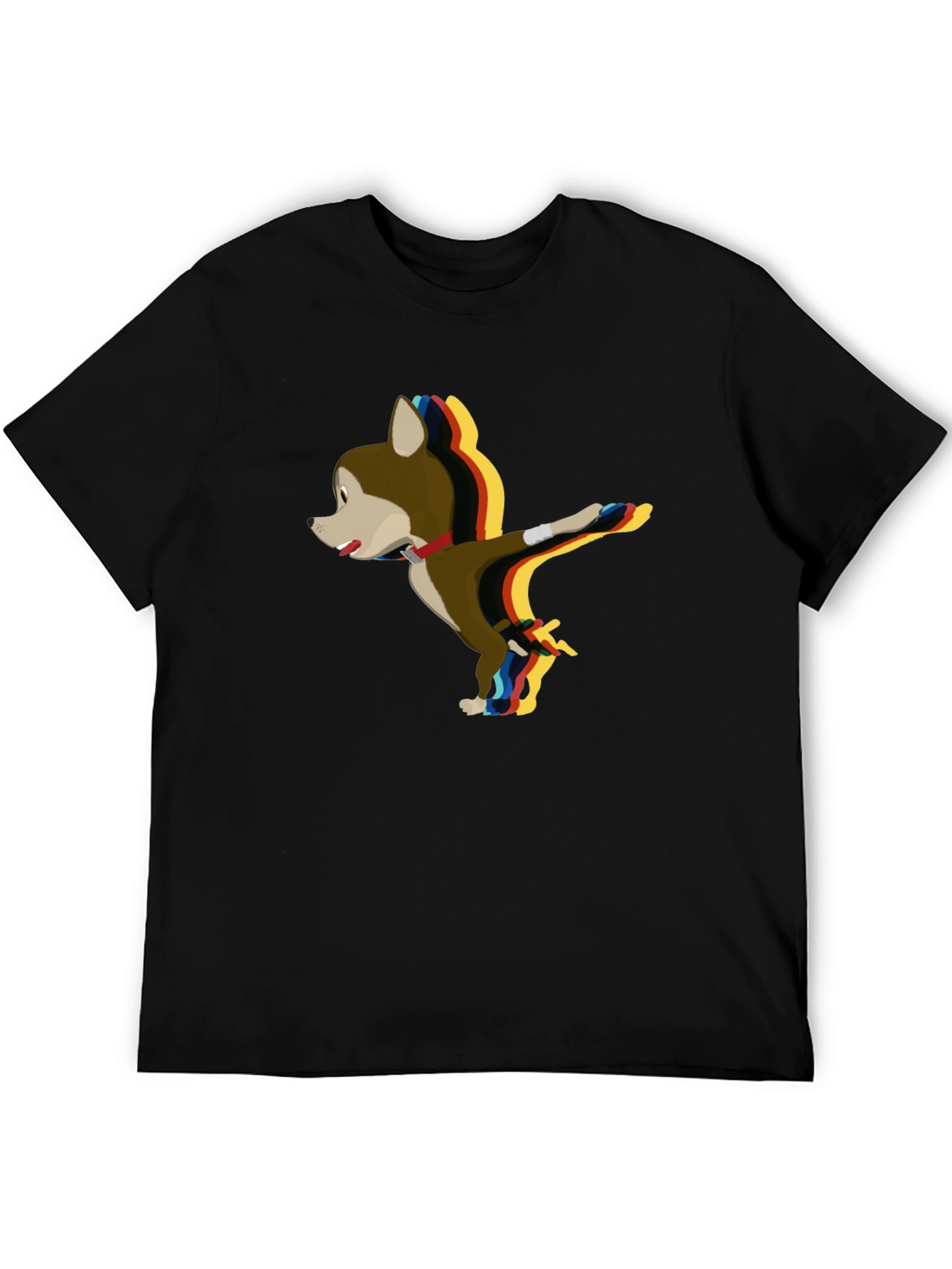 Cartoon Dog Dabbing Black T-Shirt