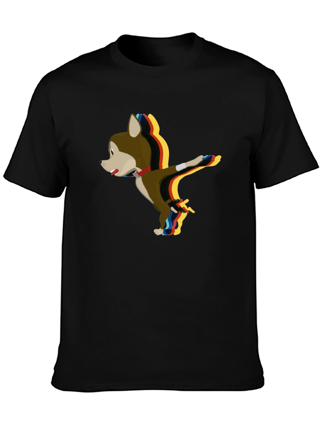 Cartoon Dog Dabbing Black T-Shirt