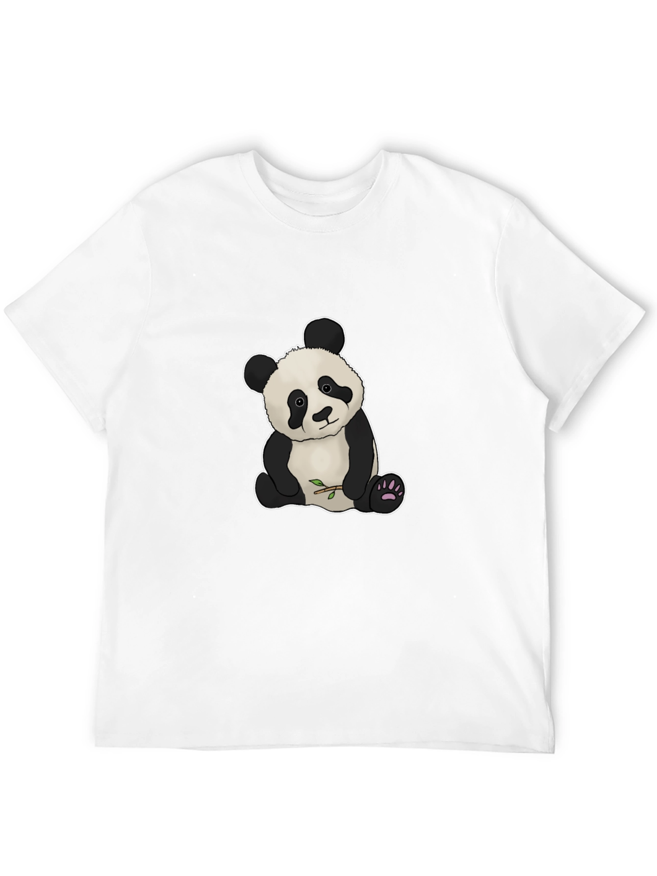 Cute Panda Bear Graphic Tee - Black Cotton Blend