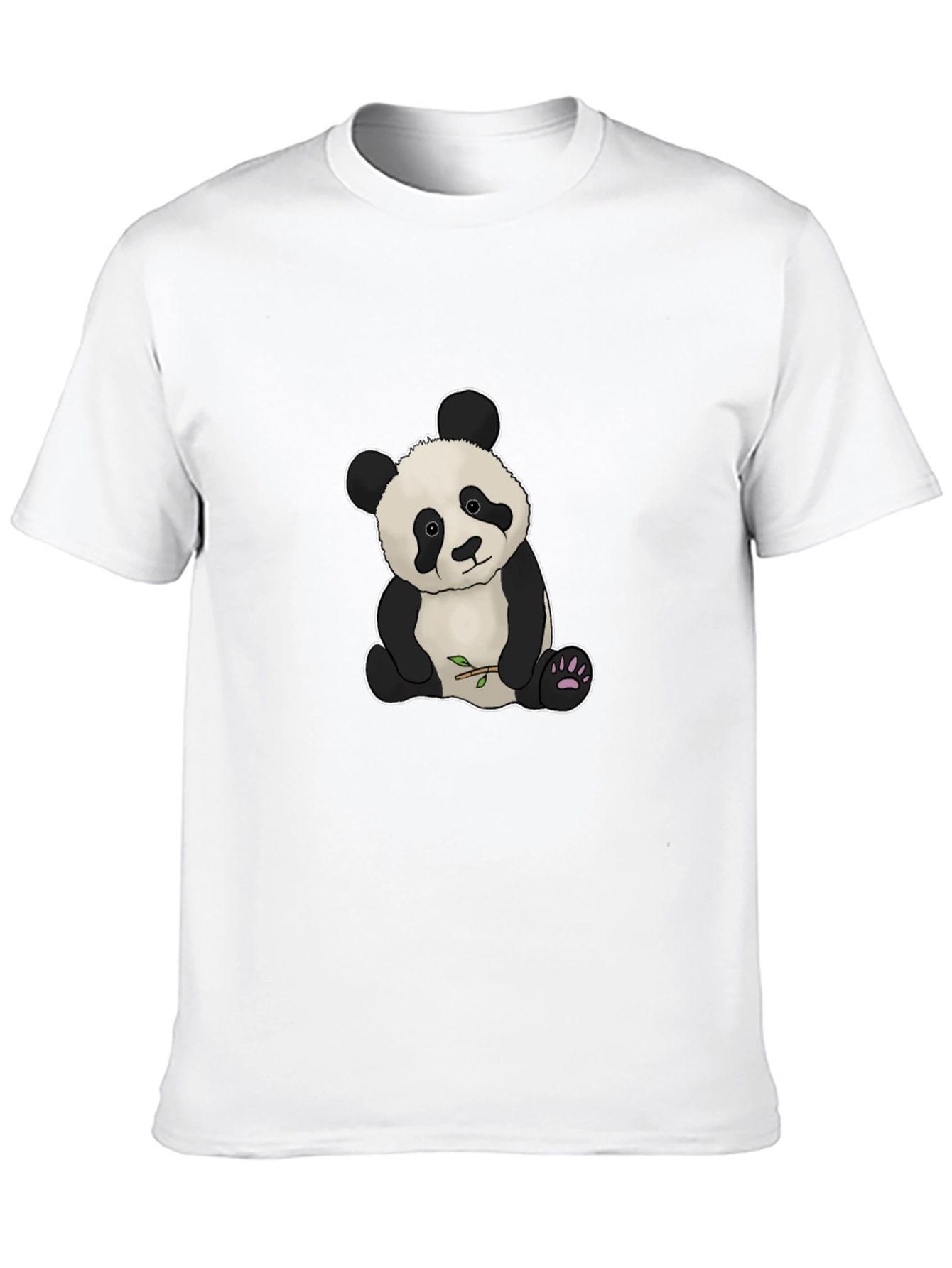 Cute Panda Bear Graphic Tee - Black Cotton Blend