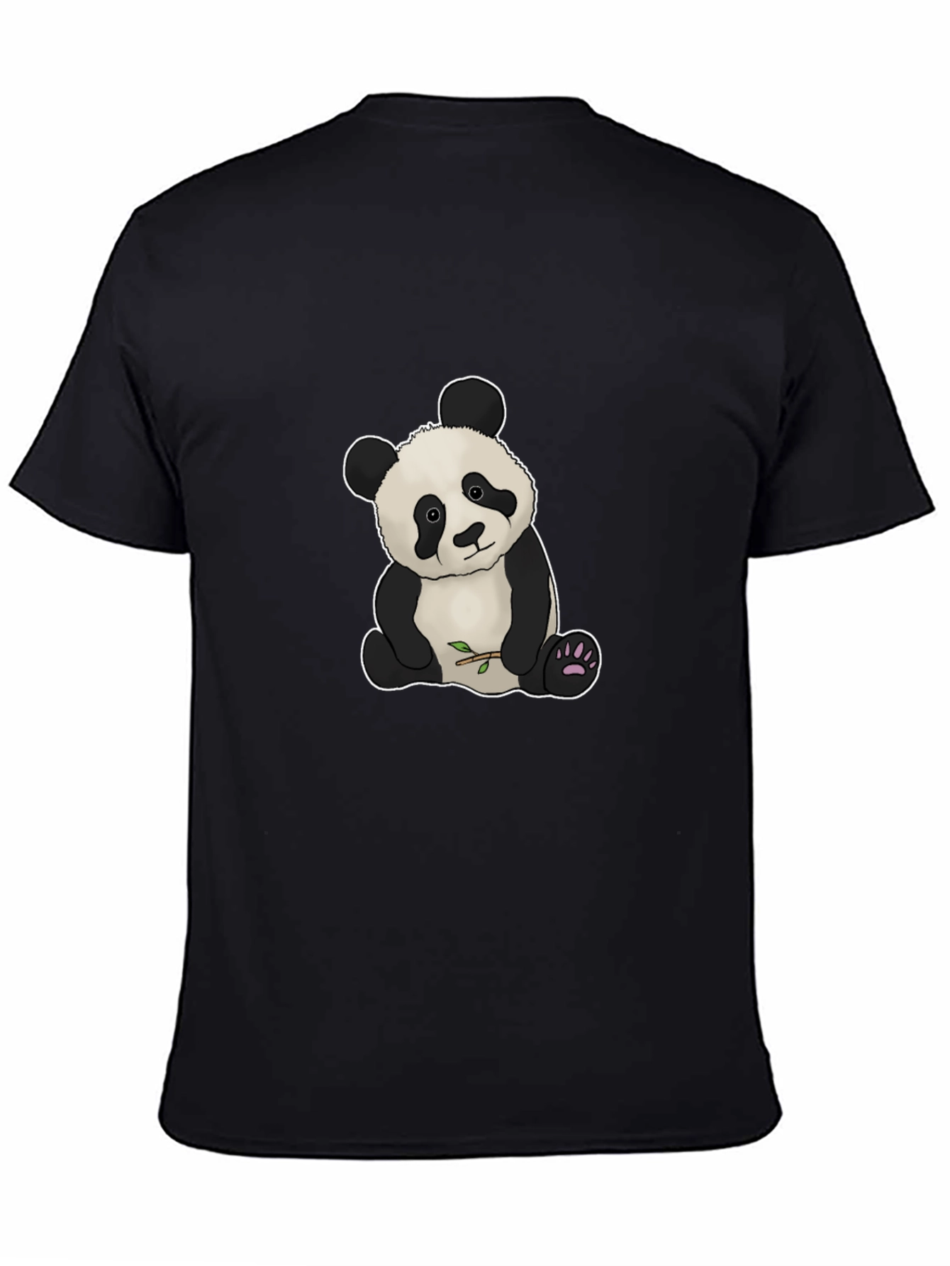 Cute Panda Bear Graphic Tee - Black Cotton Blend