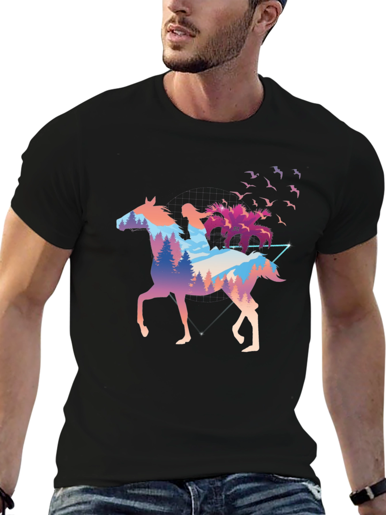 Horse Rider Forest Graphic T-Shirt