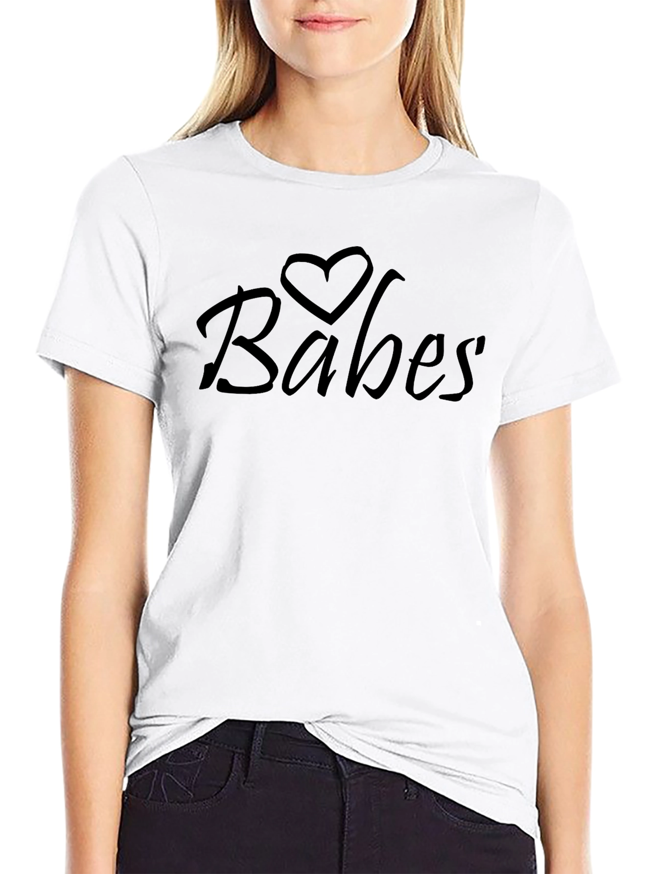 Babes Love Heart Black T-Shirt