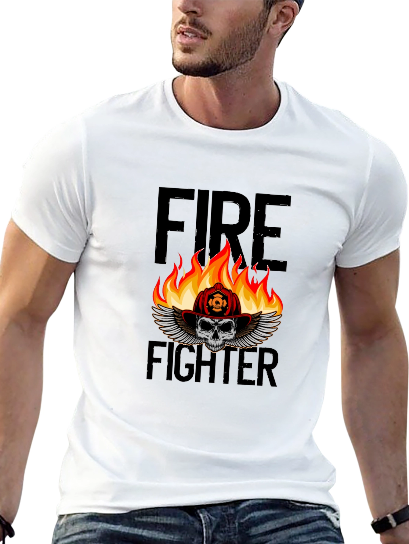 Firefighter Skull T-Shirt - Graphic Tee