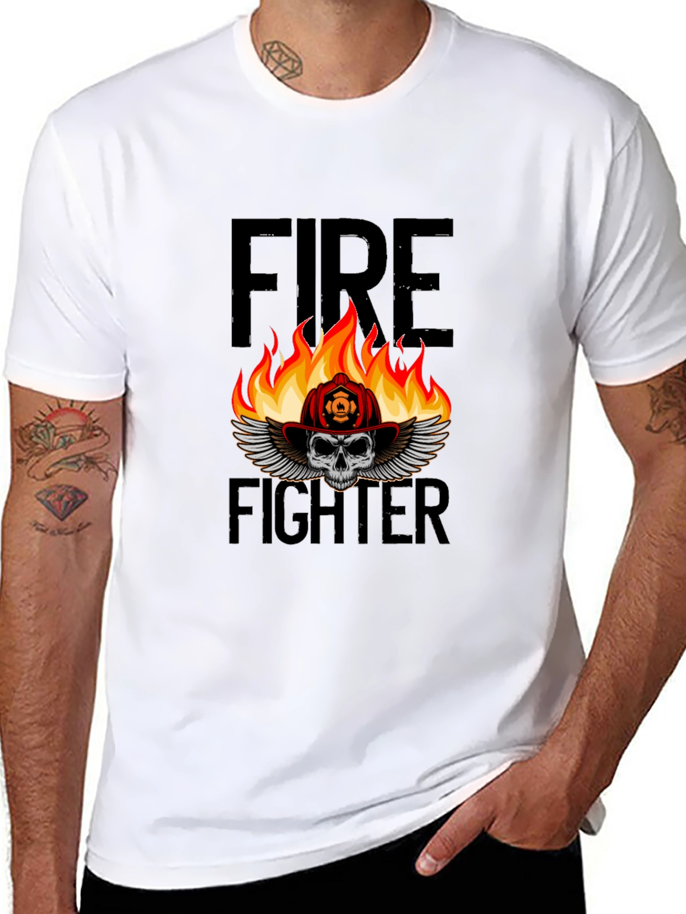 Firefighter Skull T-Shirt - Graphic Tee