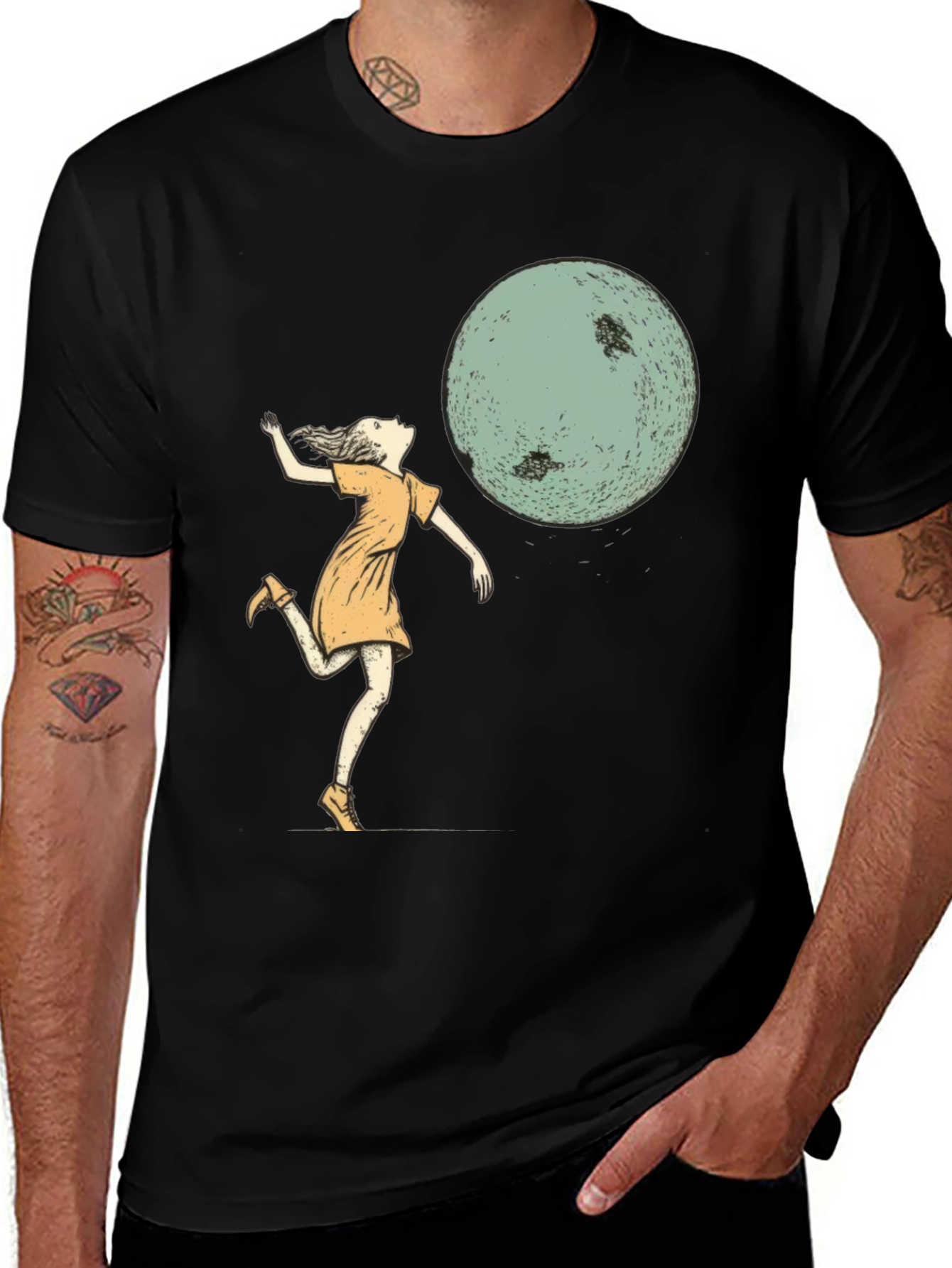 Whimsical Moonlit Dance T-Shirt - Black