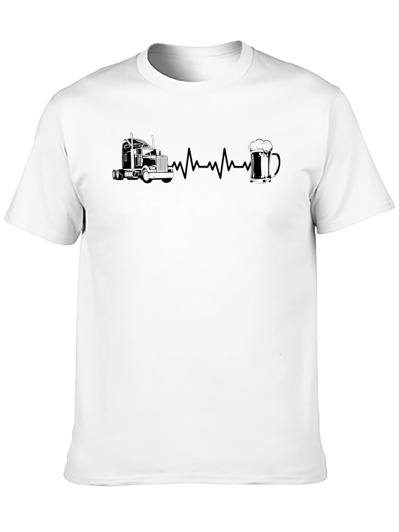 Trucker Heartbeat T-Shirt - Truck & Beer Design
