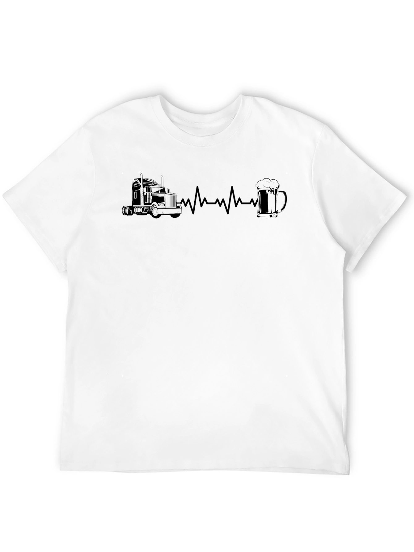 Trucker Heartbeat T-Shirt - Truck & Beer Design
