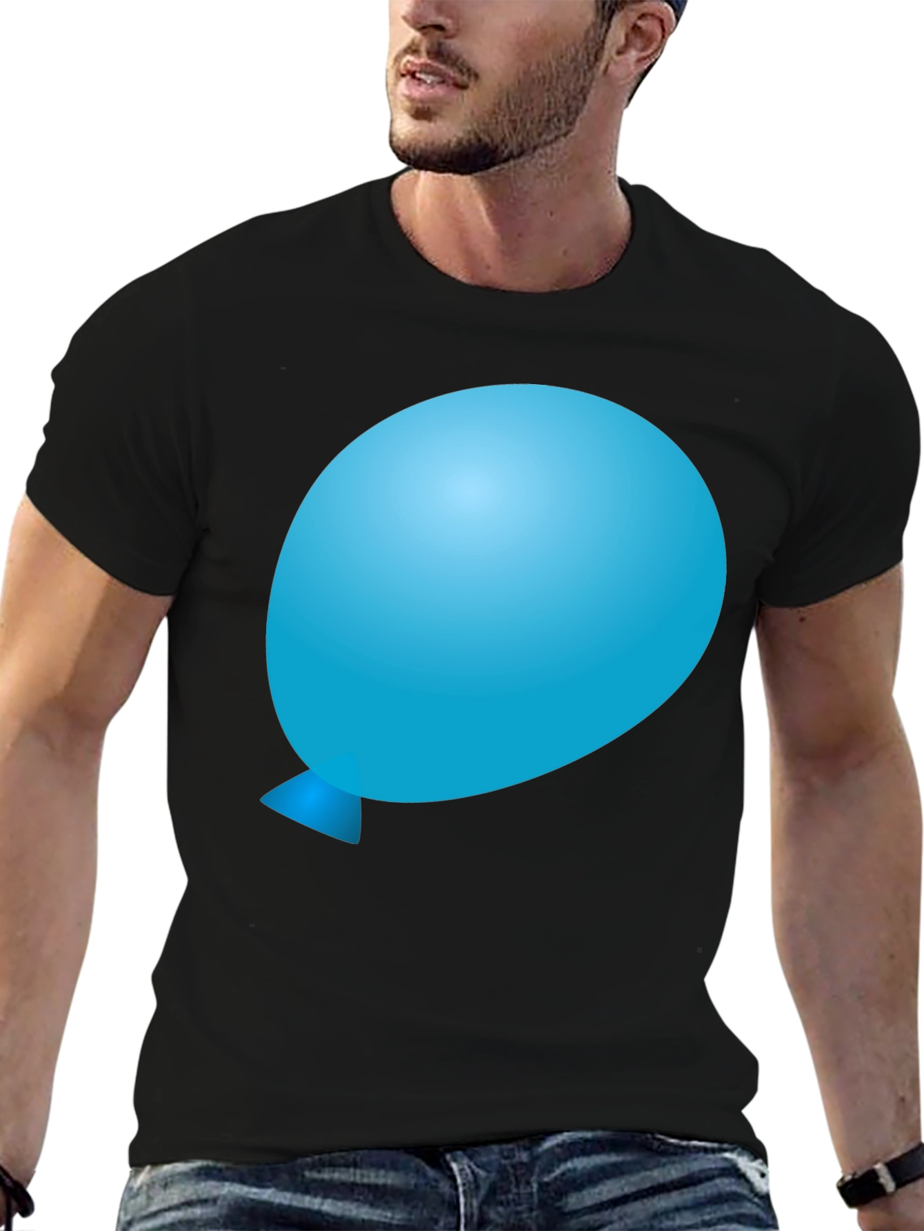 Balloon Graphic Tee - Soft Black Cotton Comfort