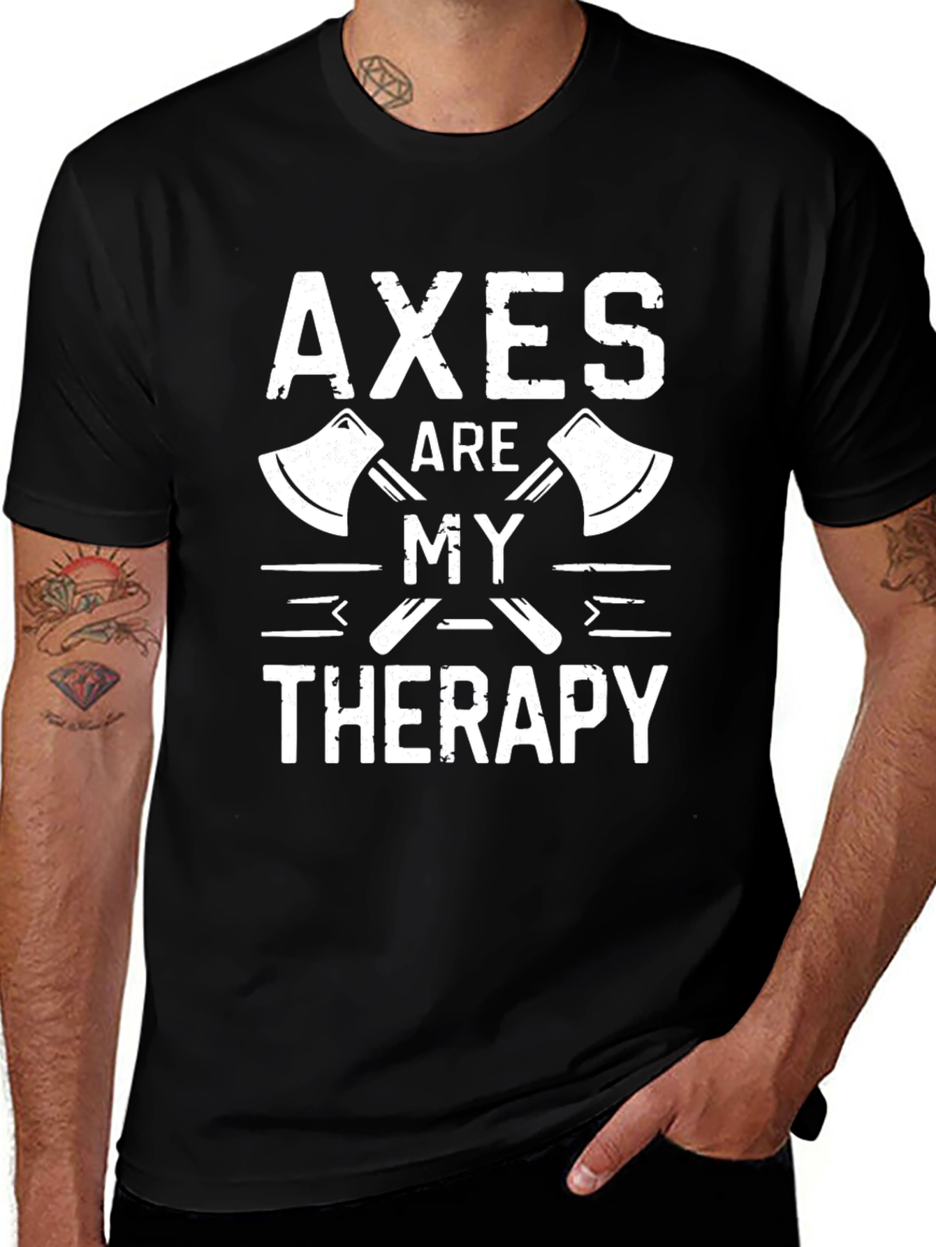 Axes Are My Therapy T-Shirt - Black Graphic Tee