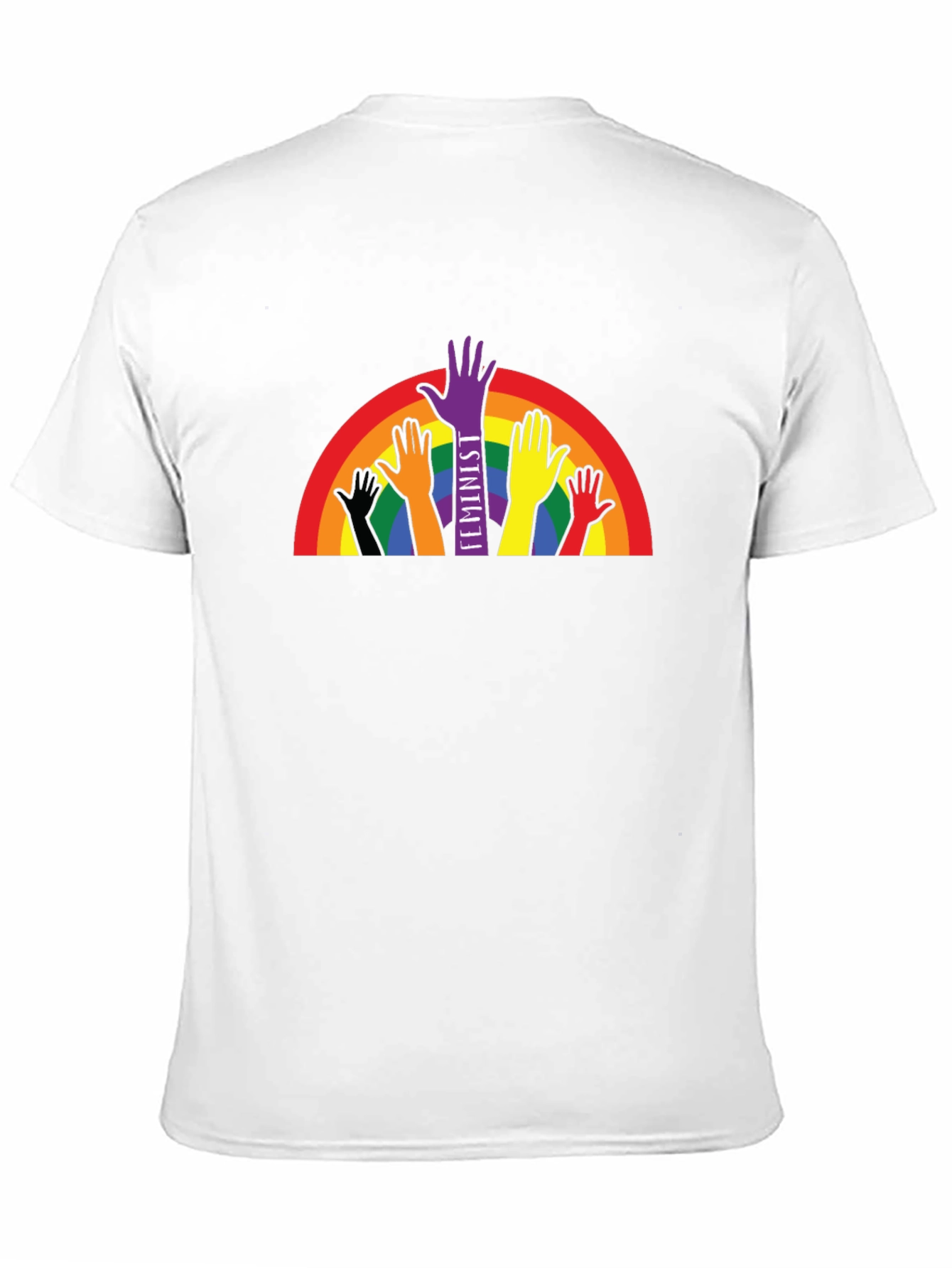 Feminist Pride T-Shirt Rainbow Hands Black